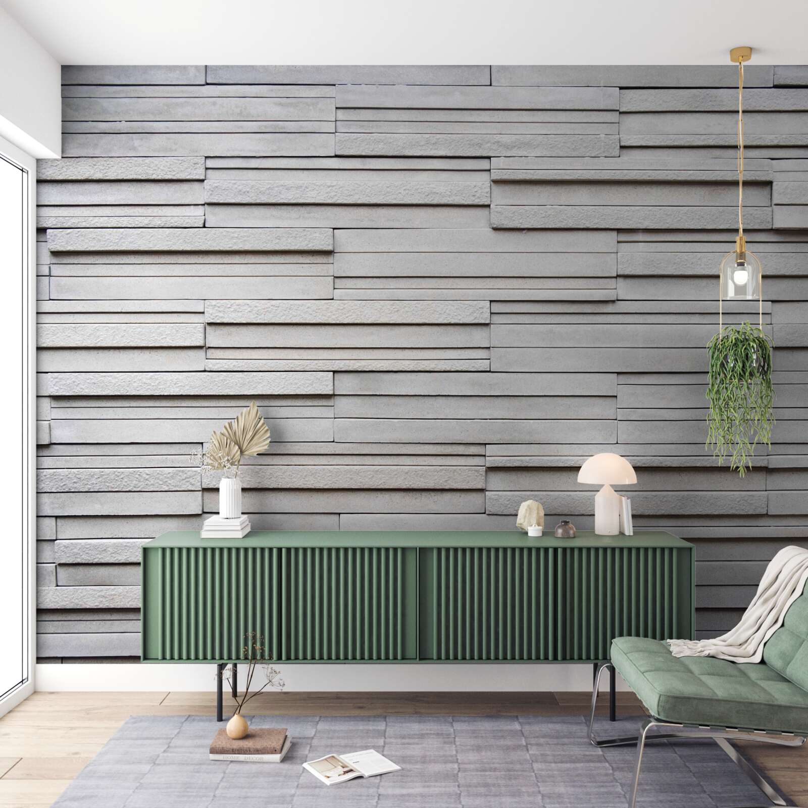 Papier peint carreaux de pierre blanche