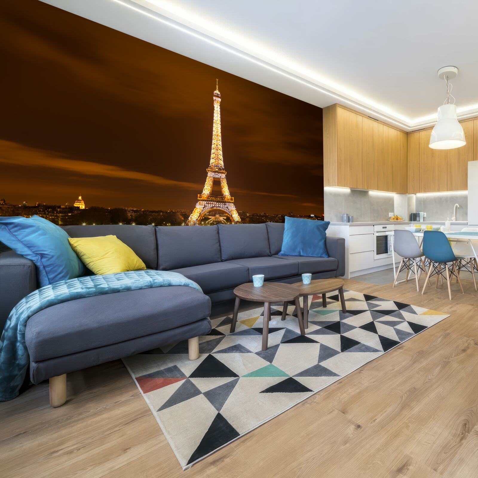 Papier peint la tour eiffel illuminée la nuit