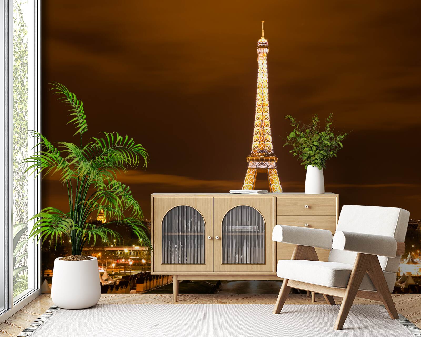 Papier peint la tour eiffel illuminée la nuit