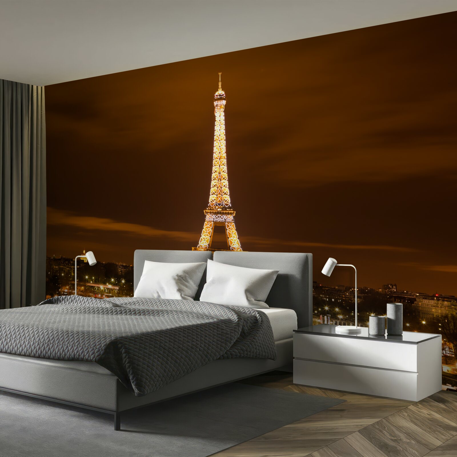 Papier peint la tour eiffel illuminée la nuit