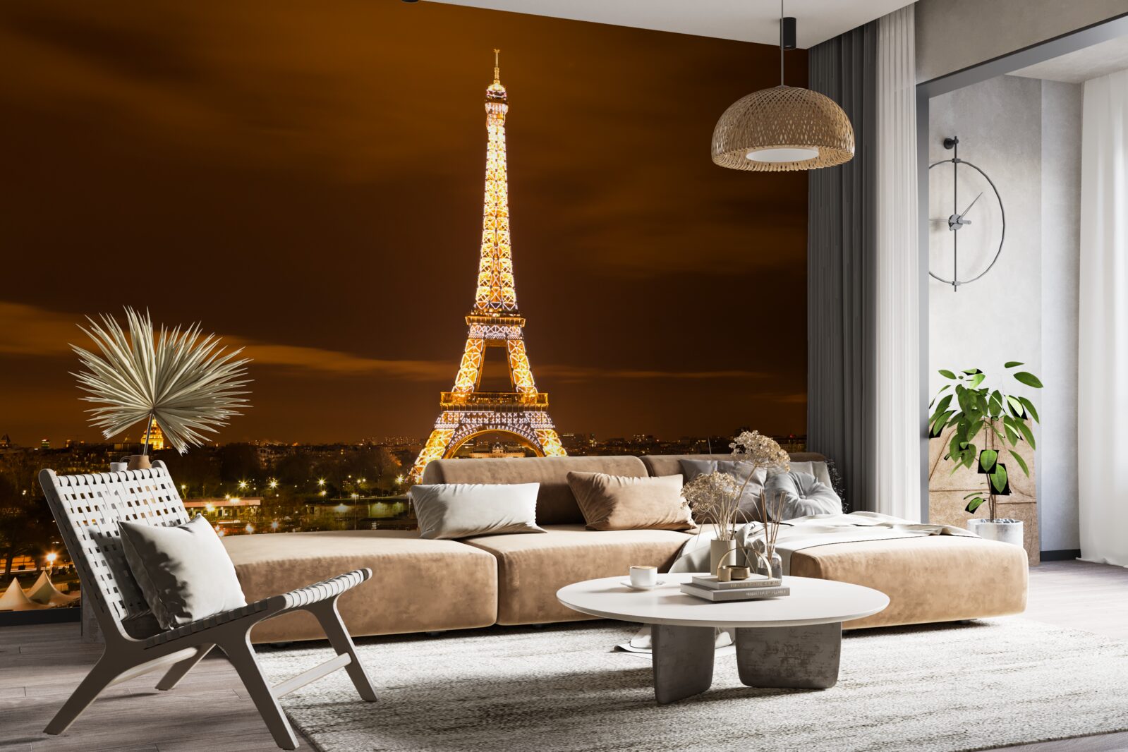 Papier peint la tour eiffel illuminée la nuit