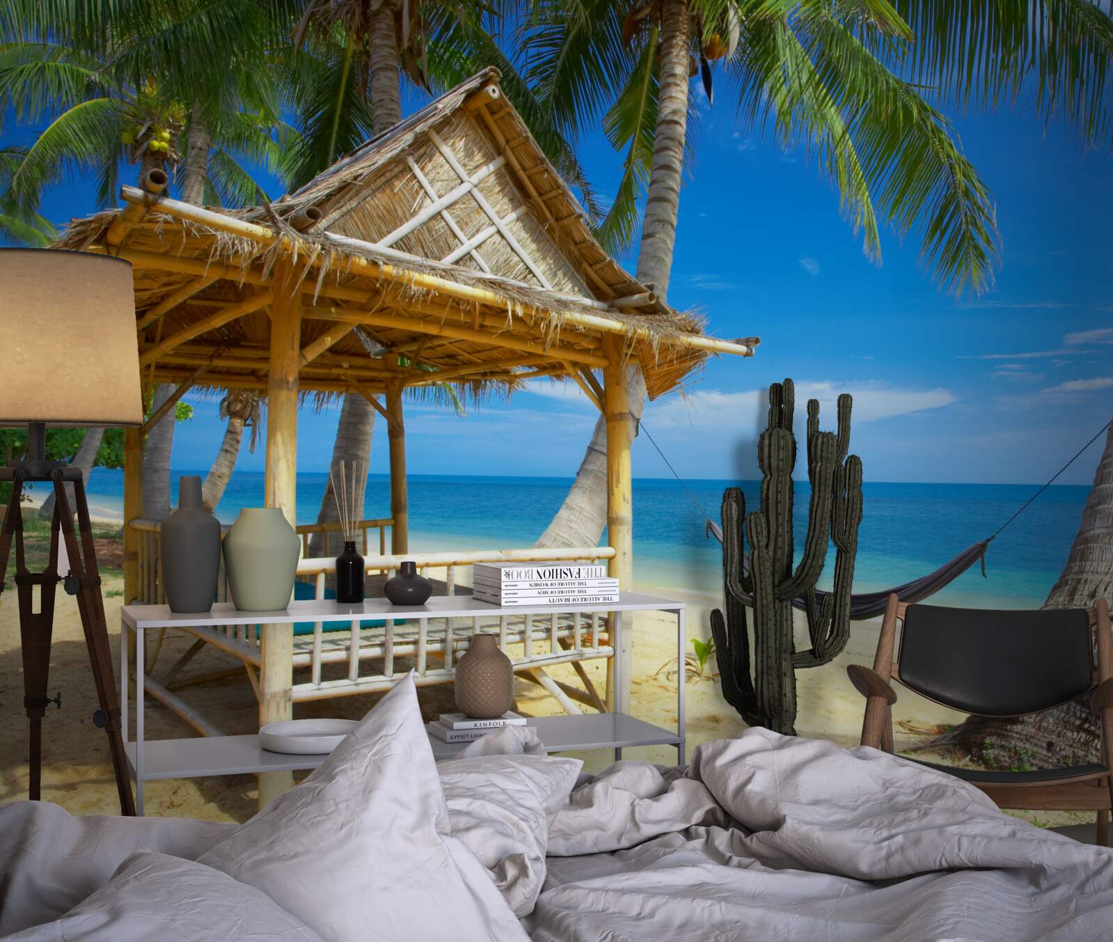 Papier peint gazebo confortable au bord de l'eau