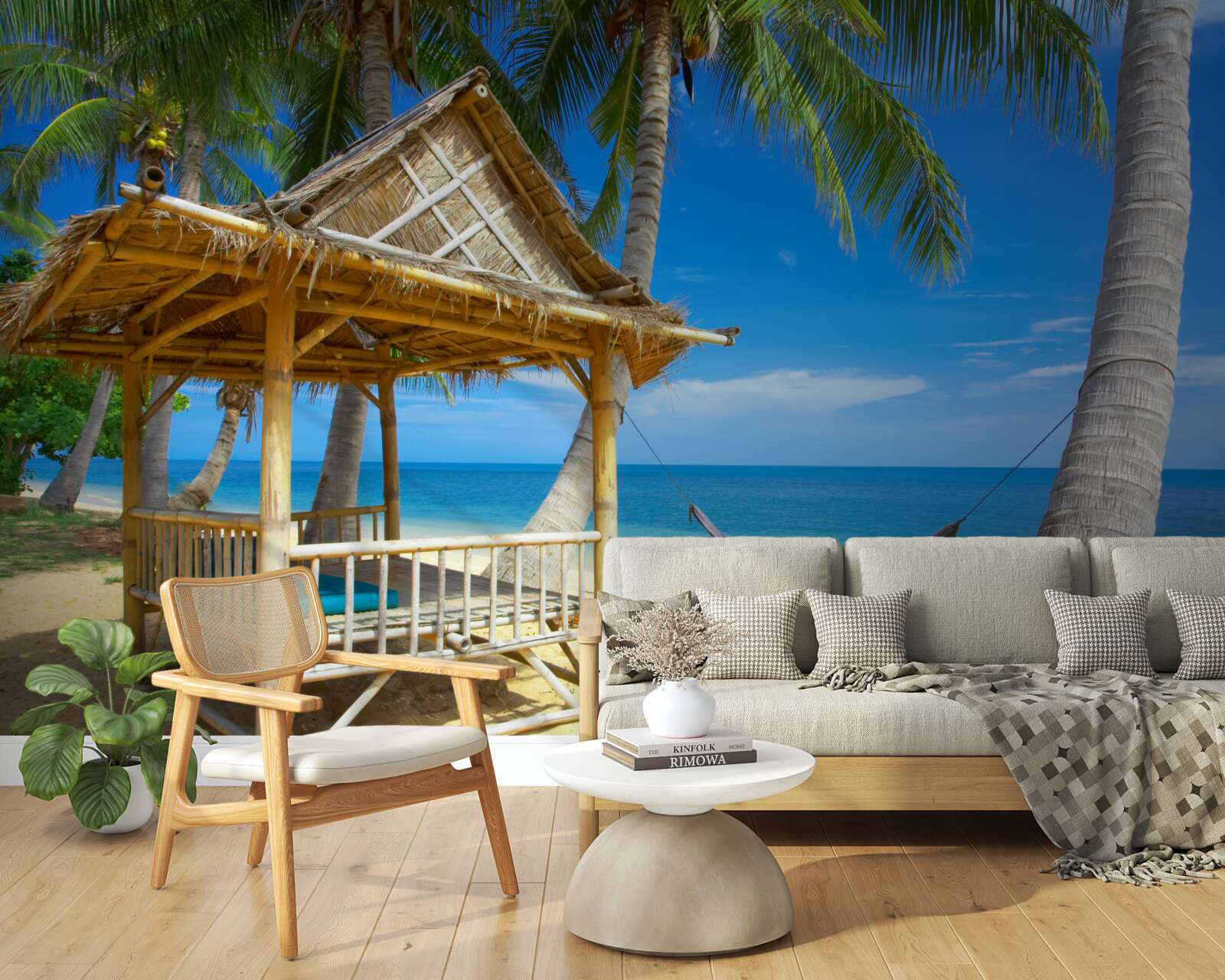 Papier peint gazebo confortable au bord de l'eau