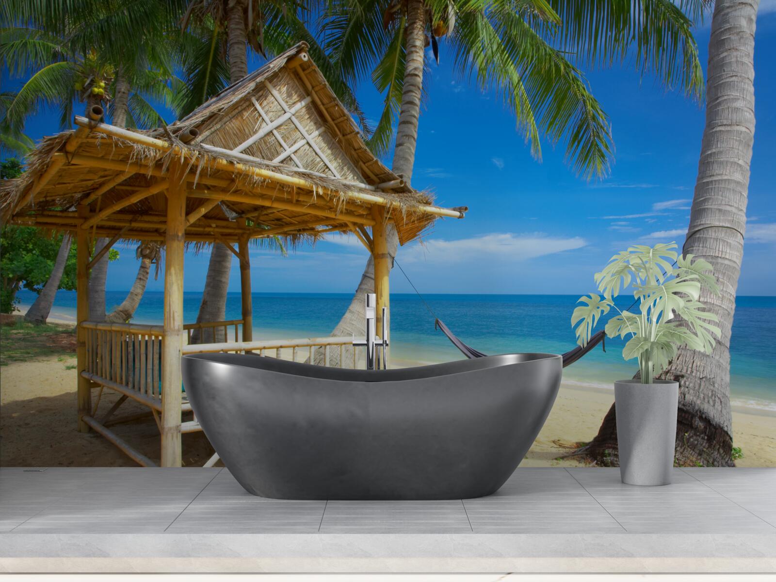 Papier peint gazebo confortable au bord de l'eau