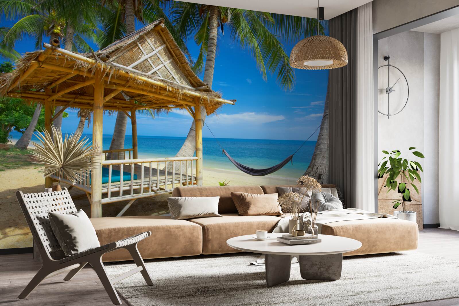 Papier peint gazebo confortable au bord de l'eau