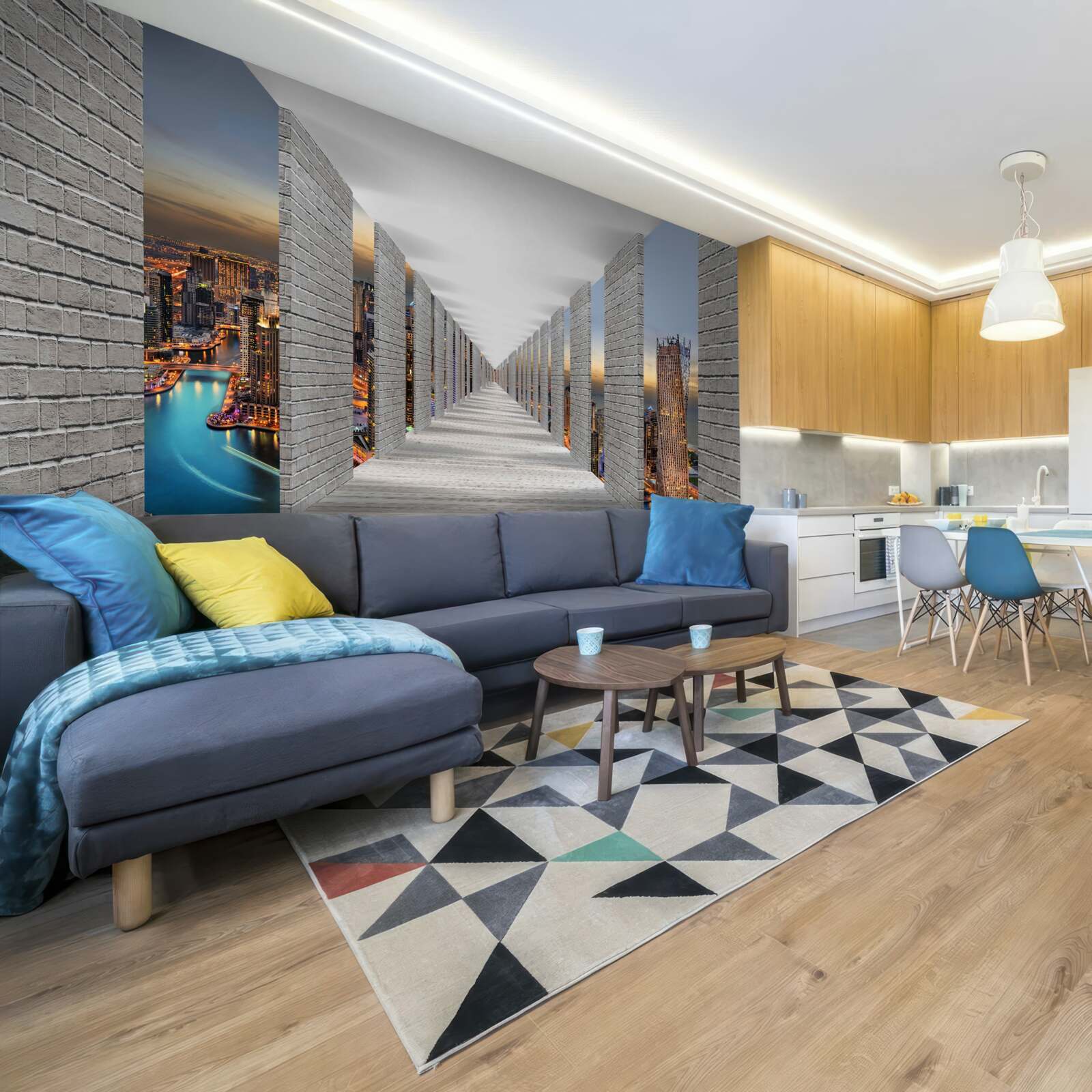 Papier peint couloir sans fin avec fenêtres d'observation