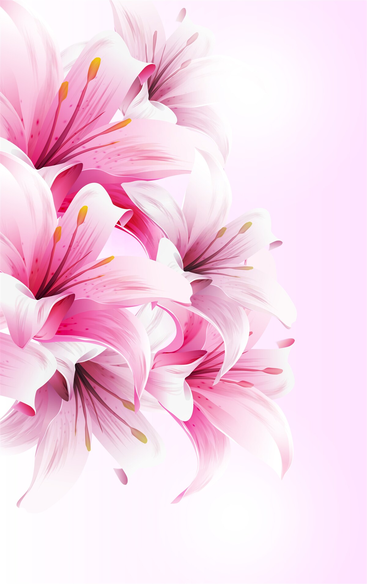 Papier peint bouquet délicat d'alstroemerias roses