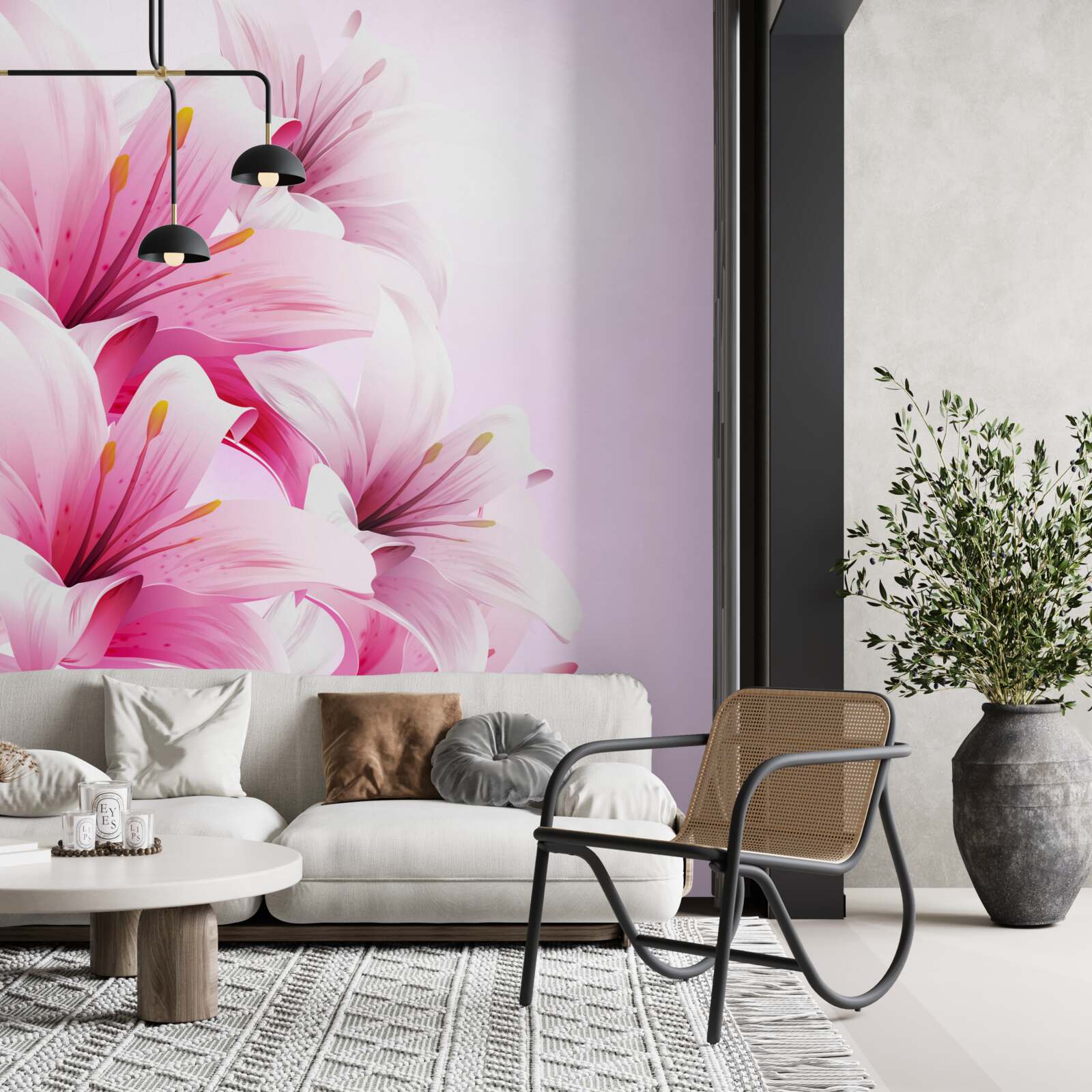 Papier peint bouquet délicat d'alstroemerias roses