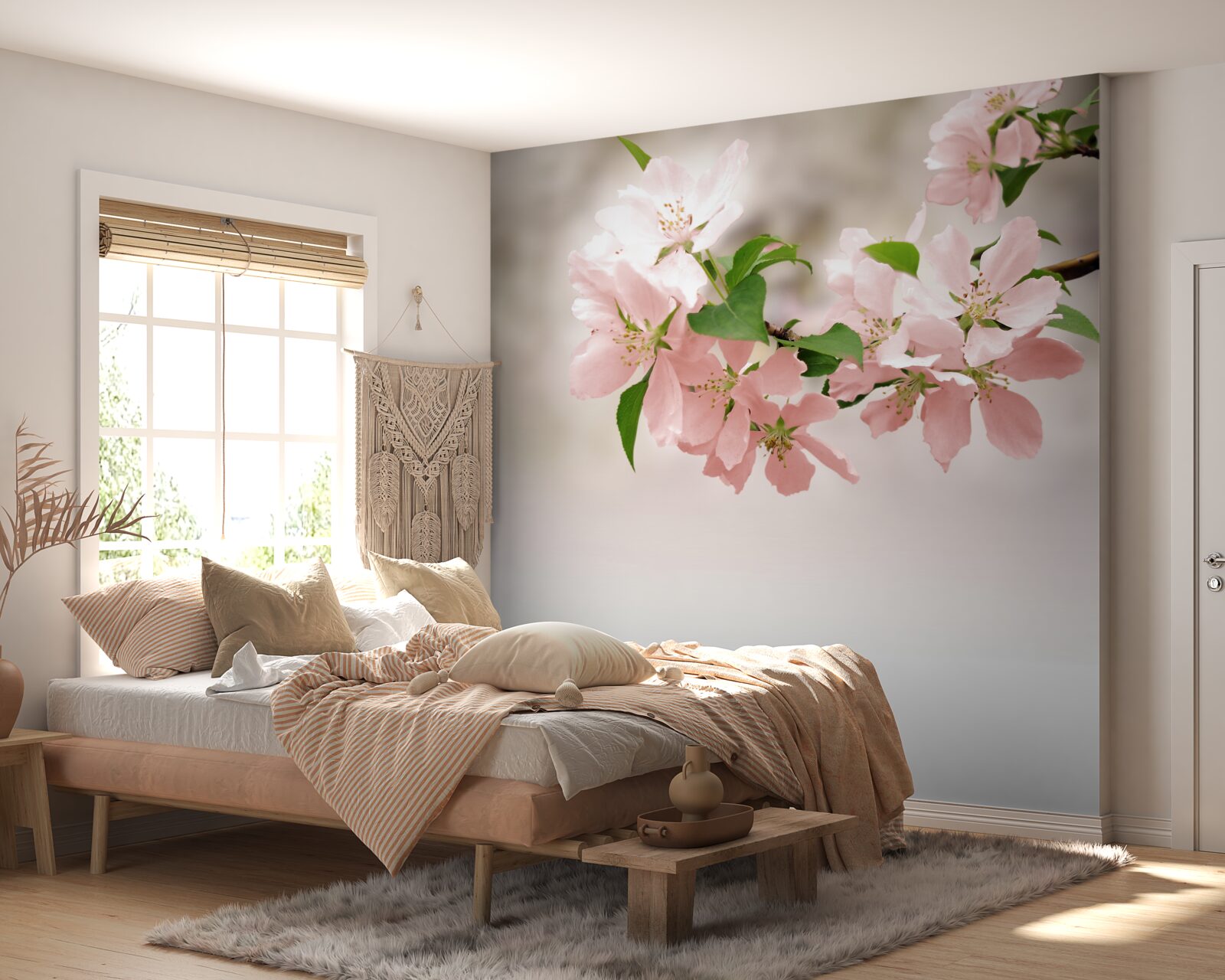 Papier peint fleurs roses de sakura