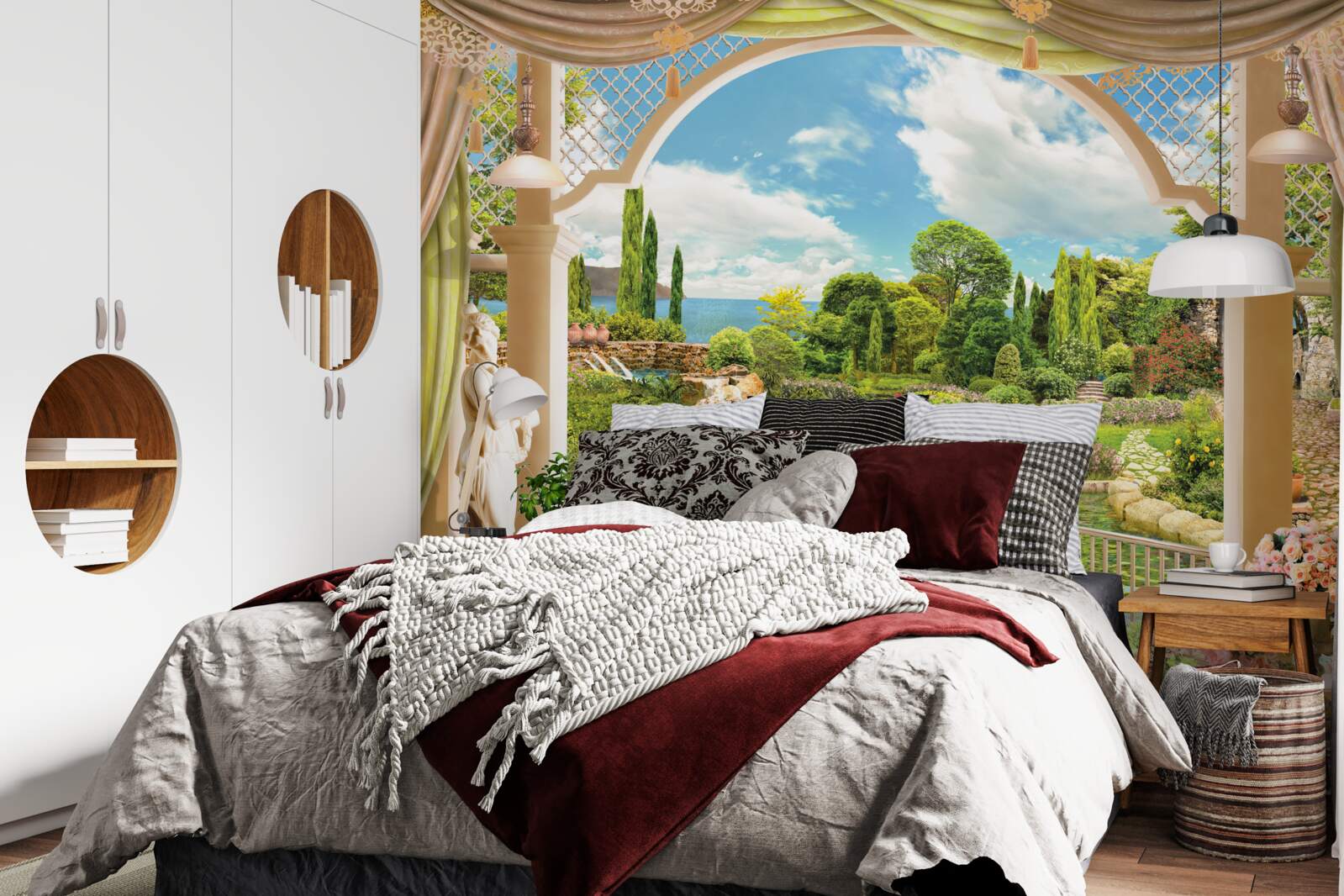 Papier peint balcon donnant sur la verdure pittoresque de la nature