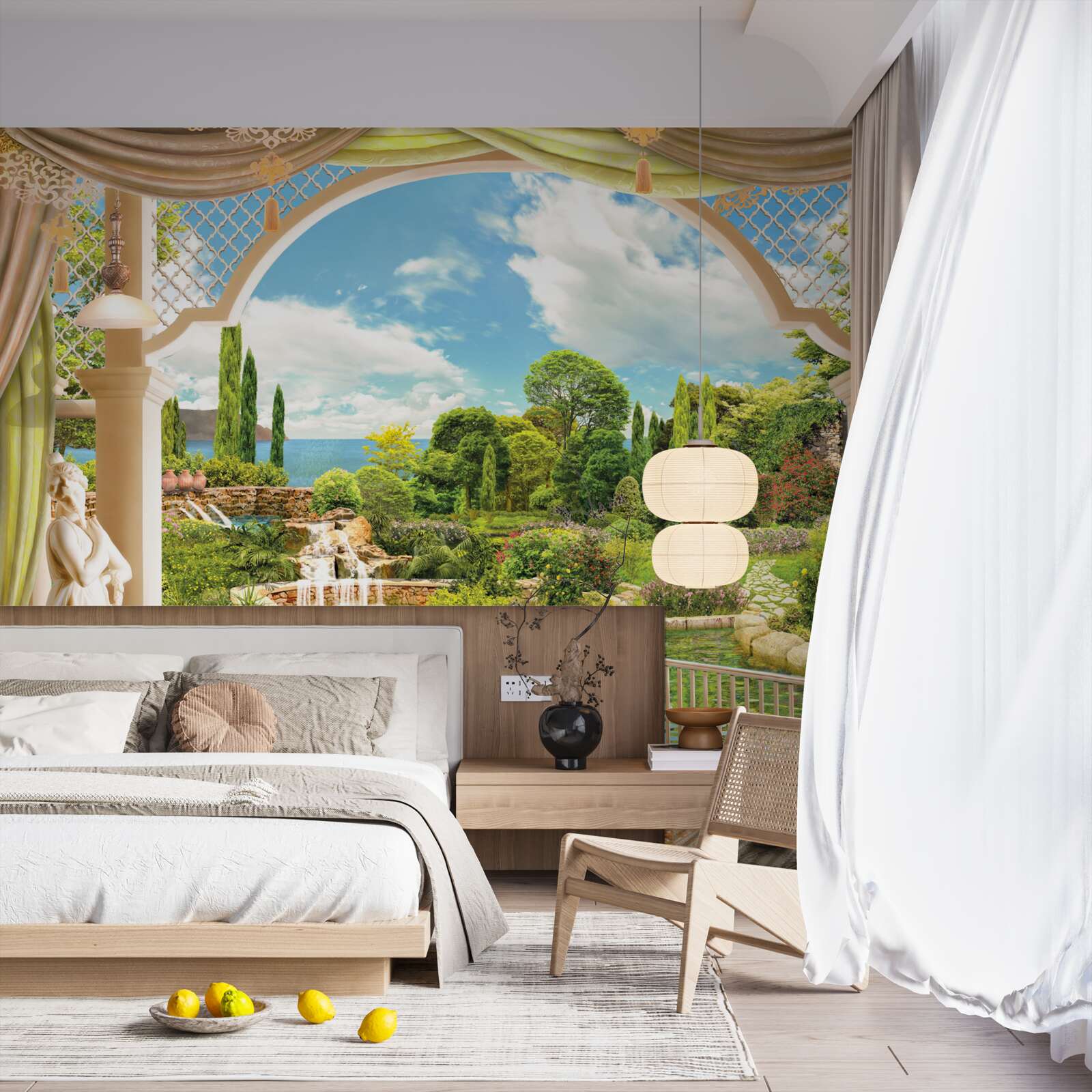 Papier peint balcon donnant sur la verdure pittoresque de la nature