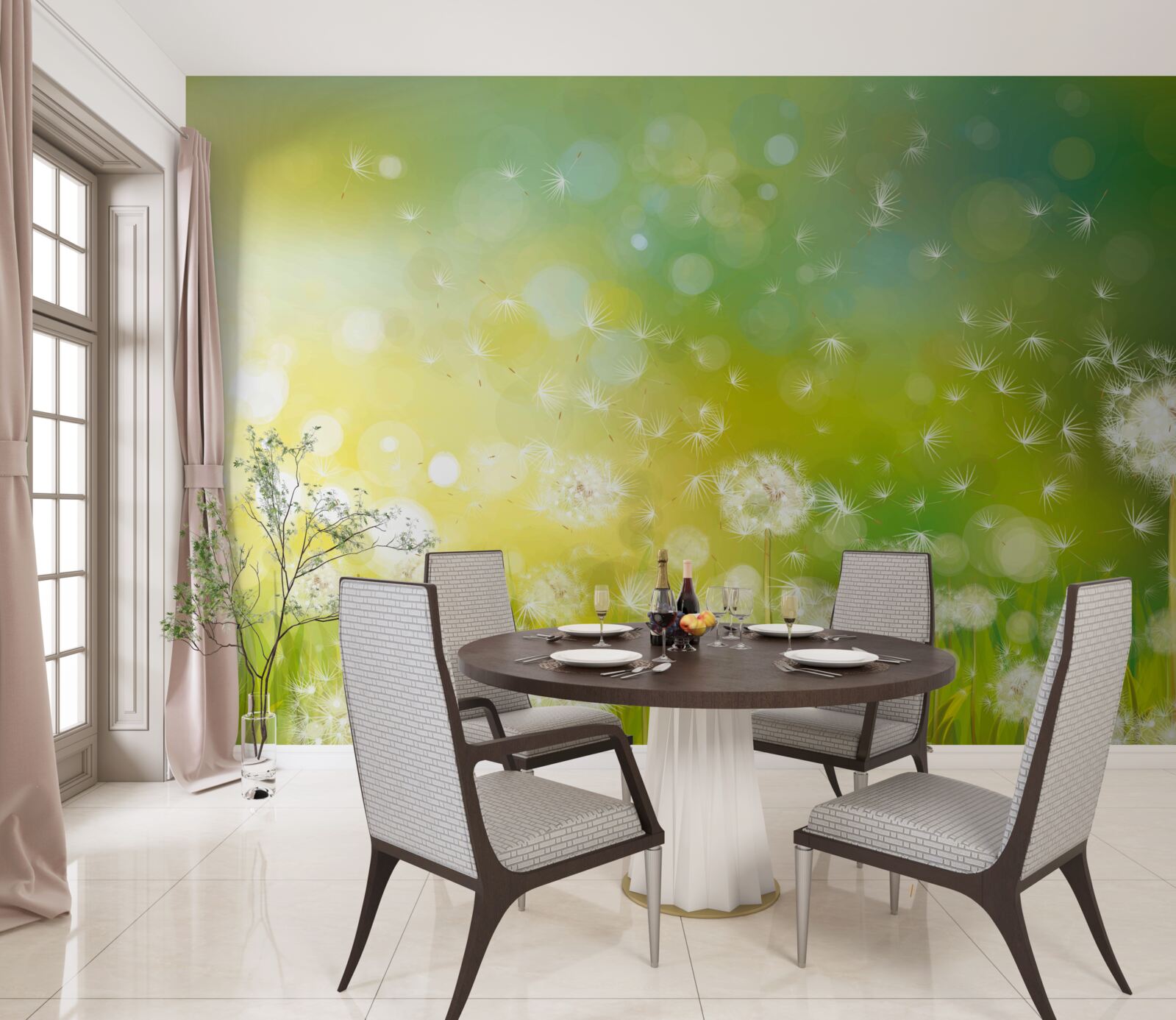 Papier peint pissenlits d'été