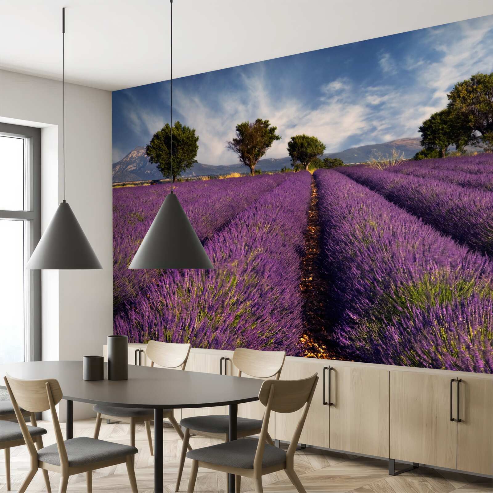 Papier peint des champs de lavande parfumés