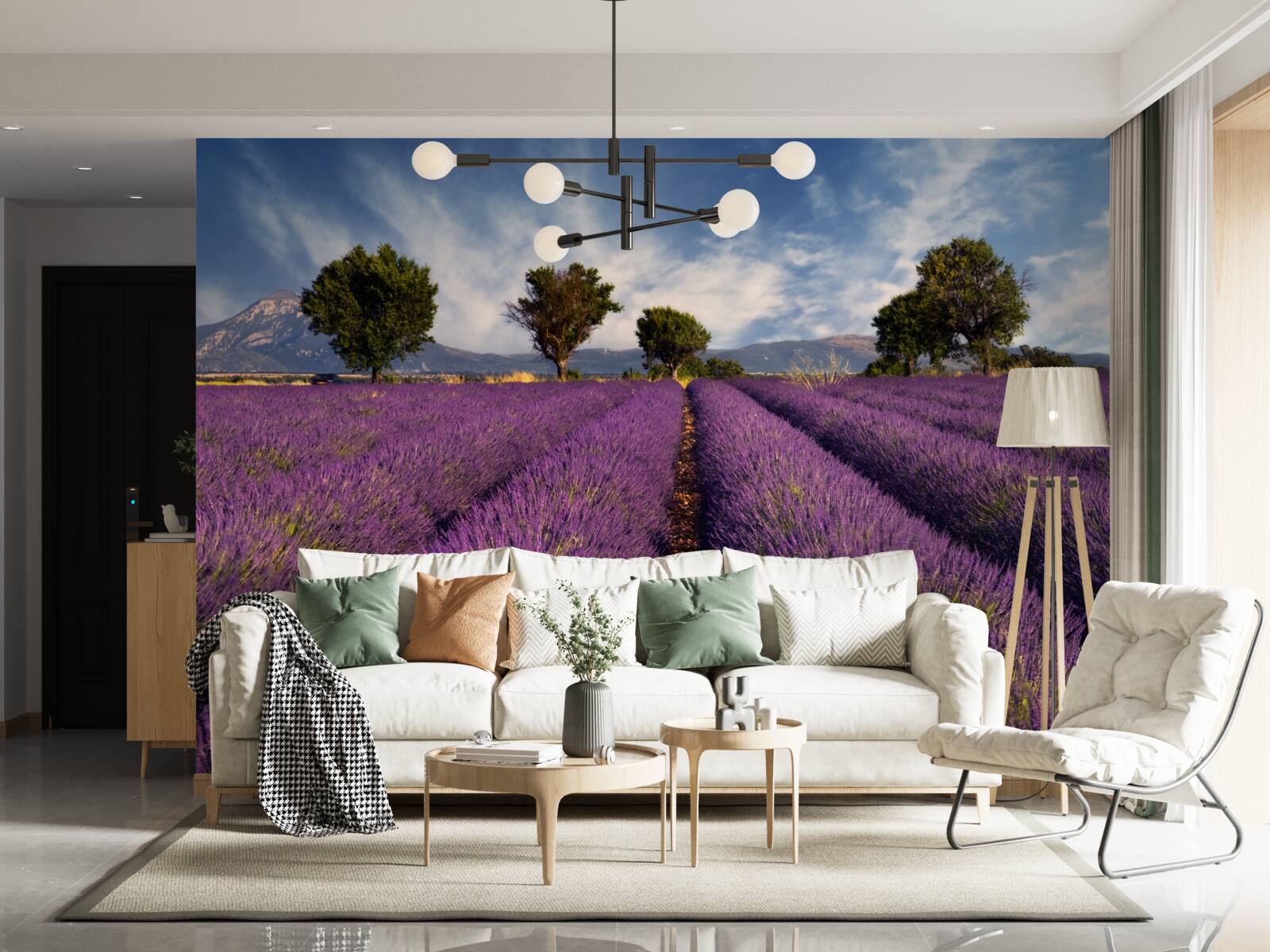 Papier peint des champs de lavande parfumés