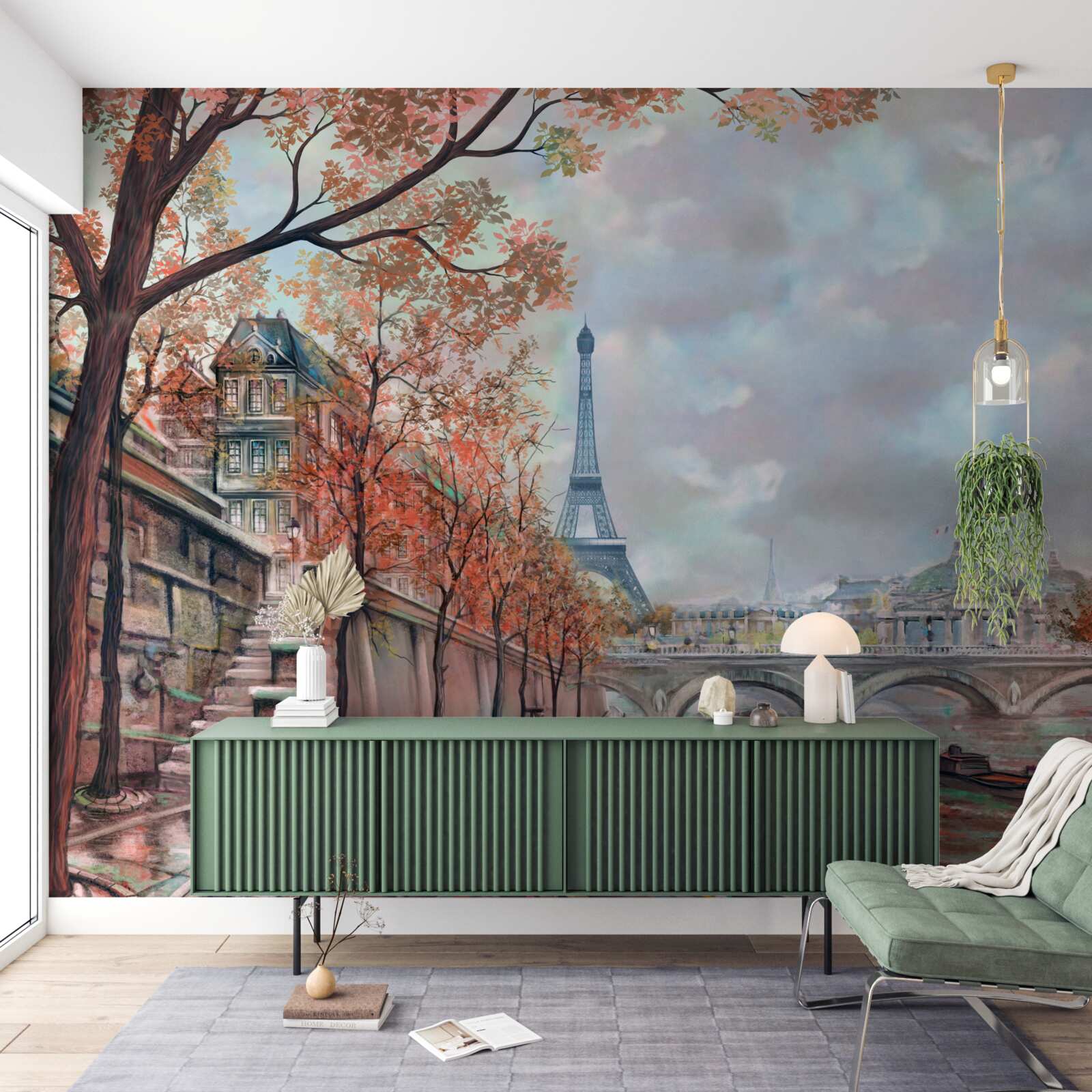 Papier peint paysage et berge de paris en couleurs