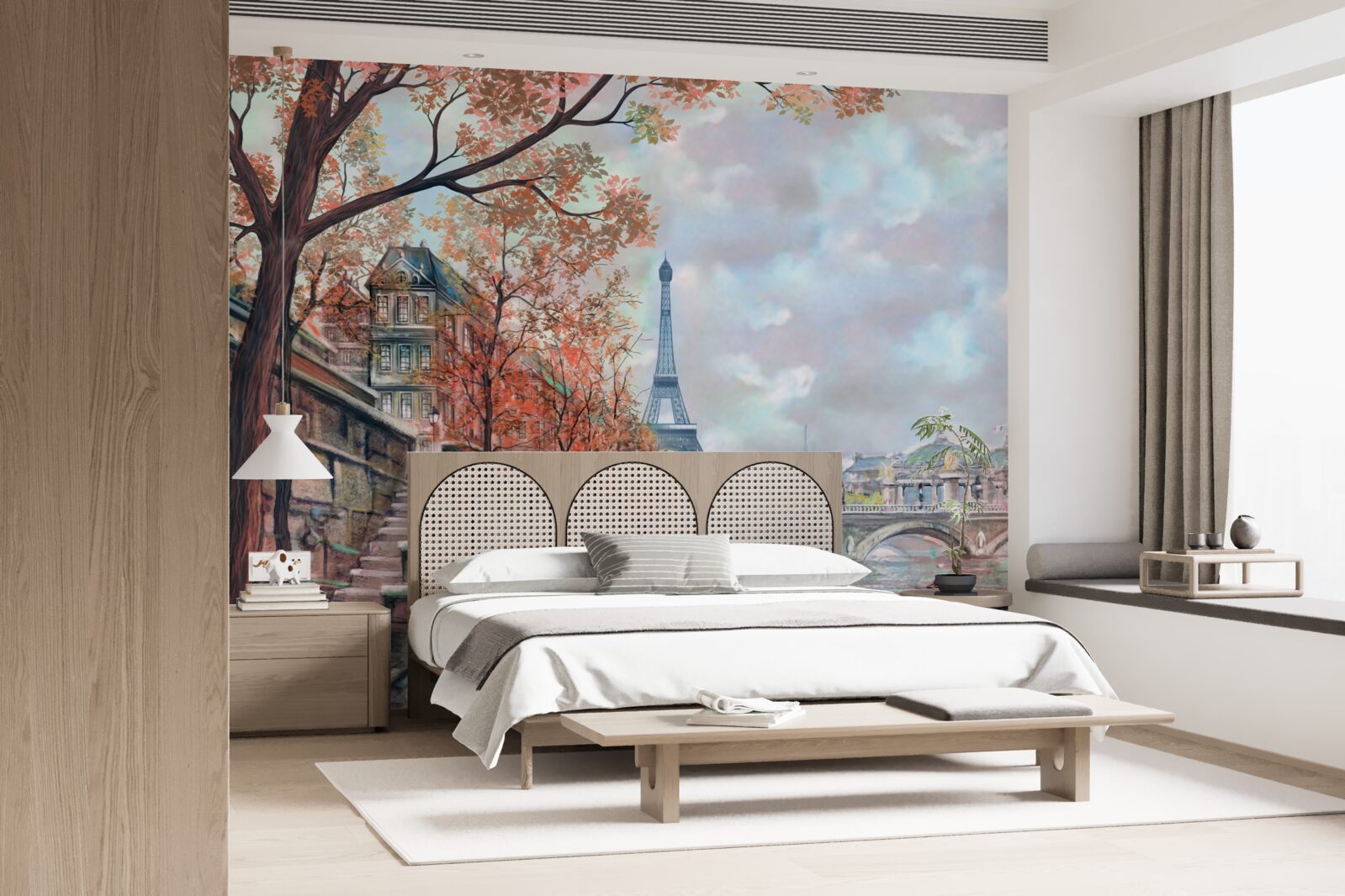 Papier peint paysage et berge de paris en couleurs