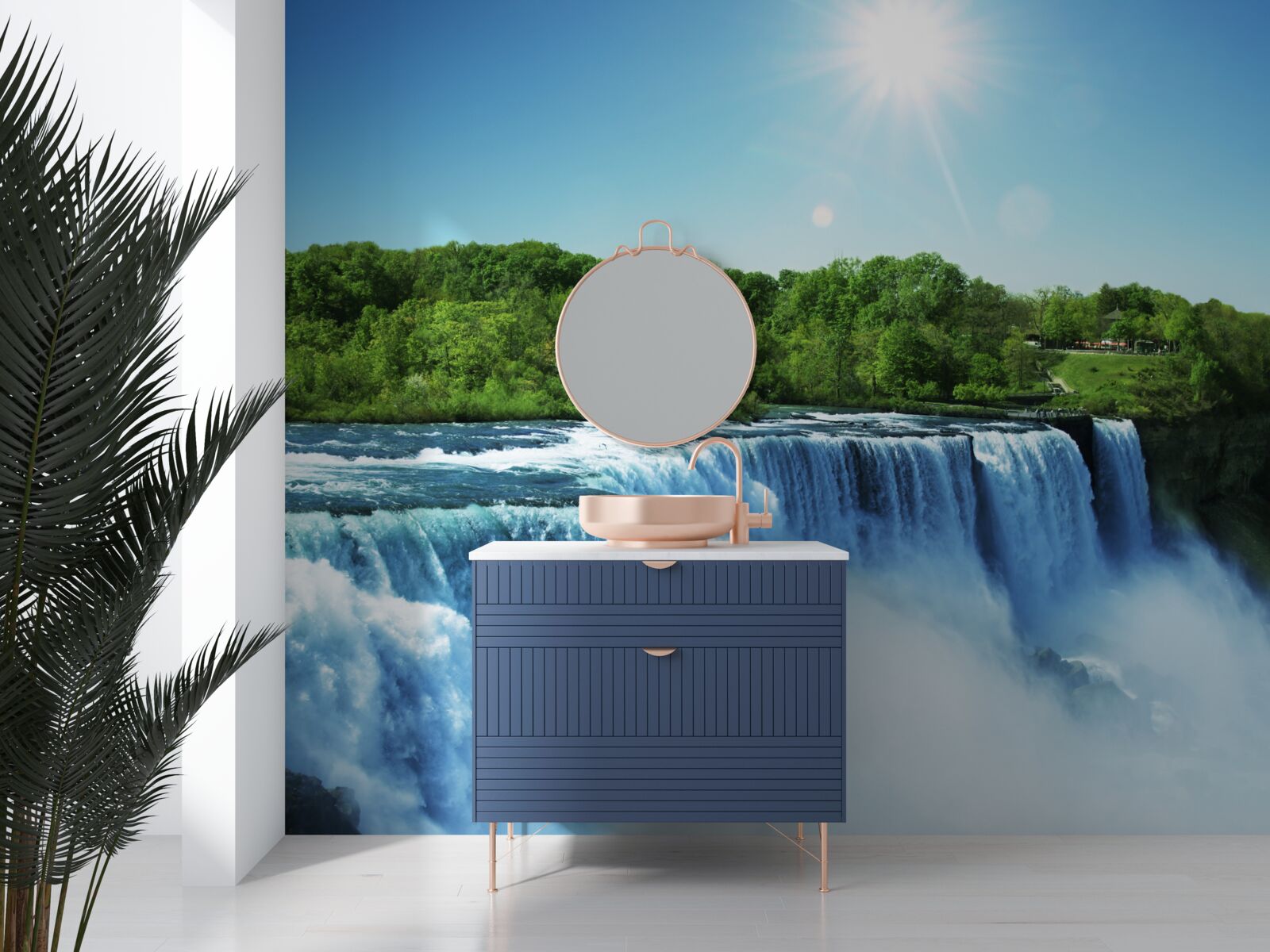 Papier peint la puissance d'une grande chute d'eau qui tombe rapidement