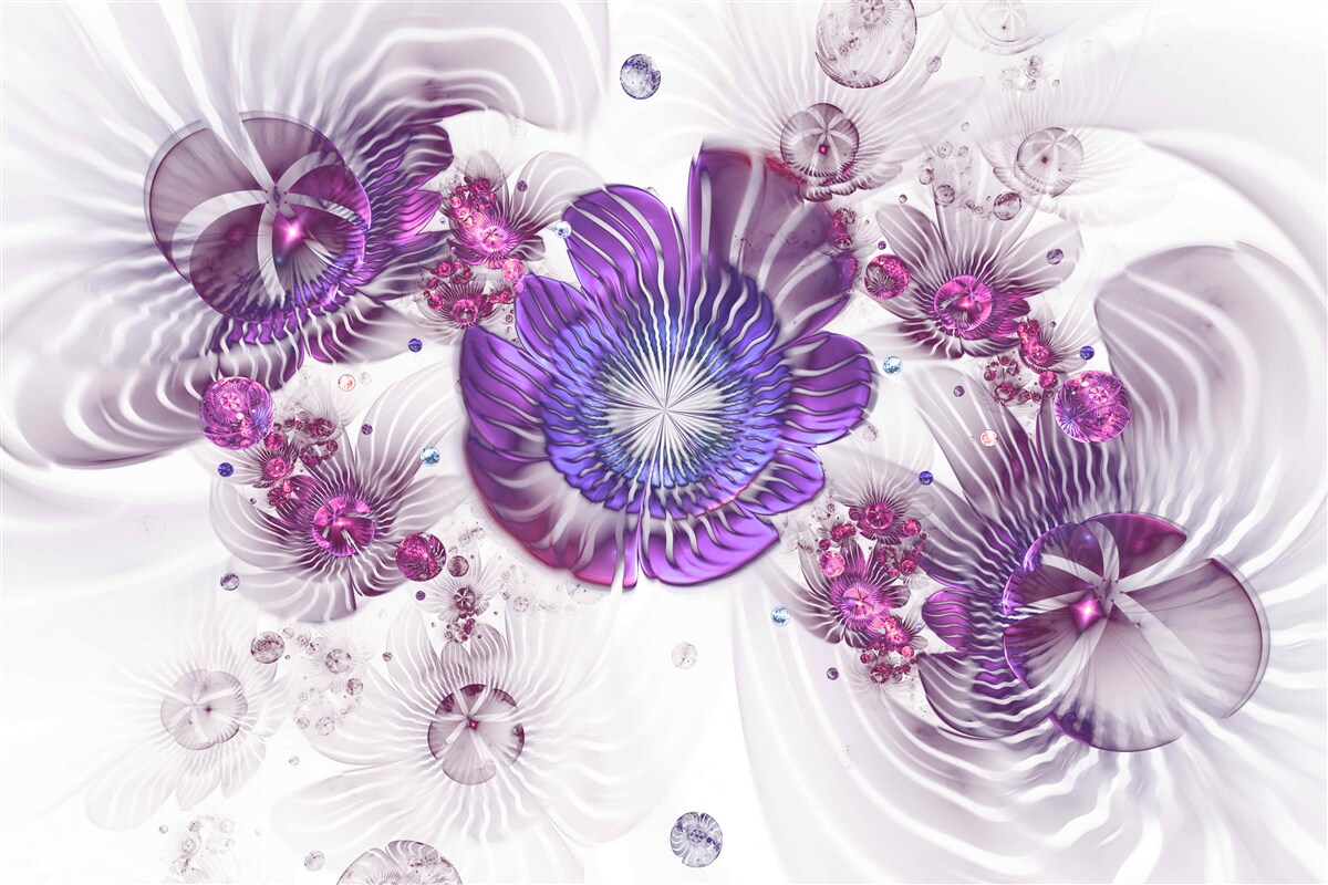 Papier peint motifs floraux abstraits