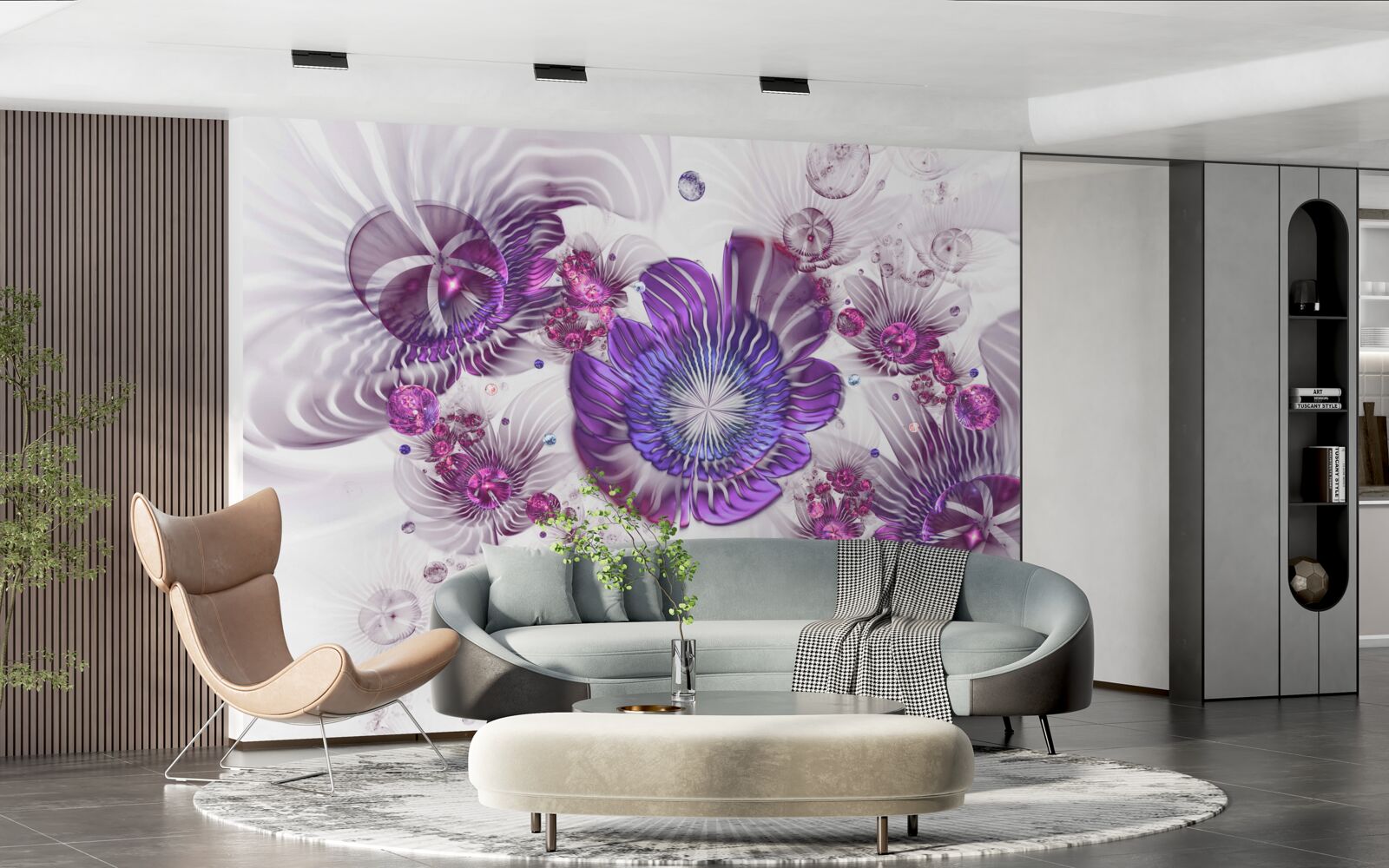 Papier peint motifs floraux abstraits