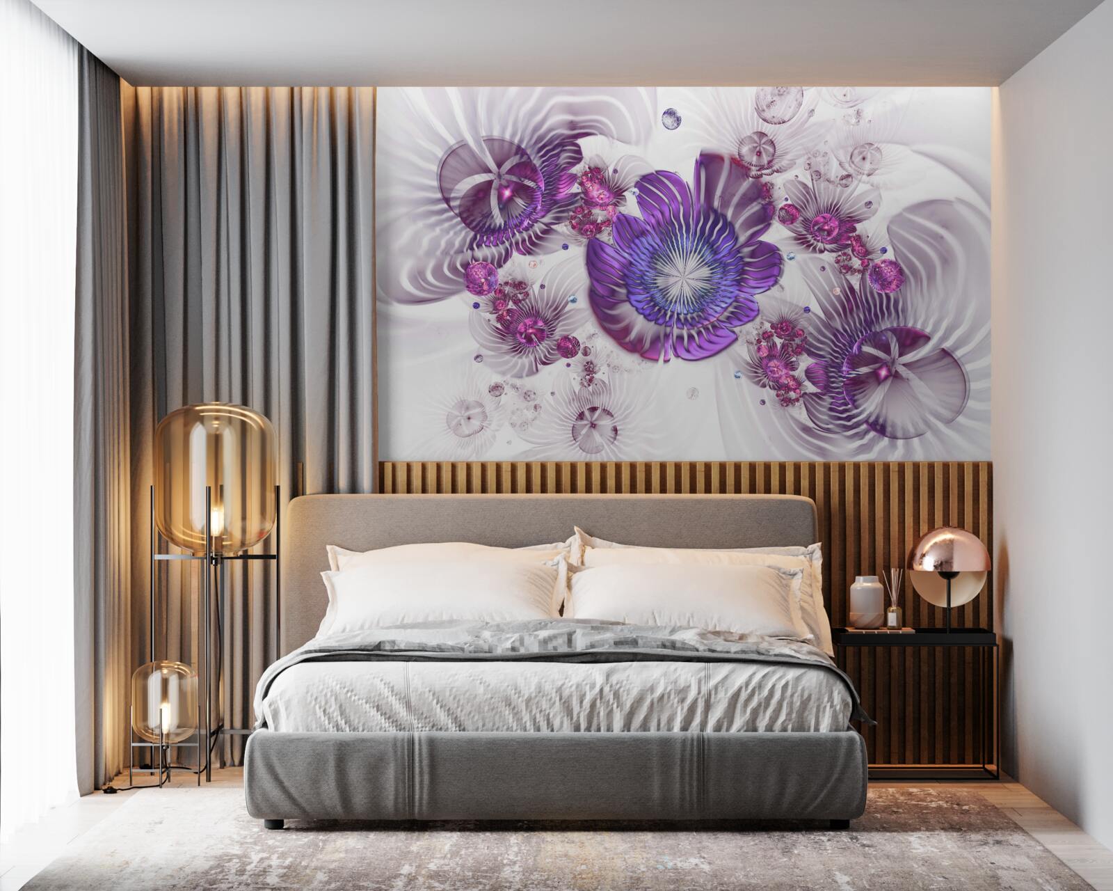 Papier peint motifs floraux abstraits