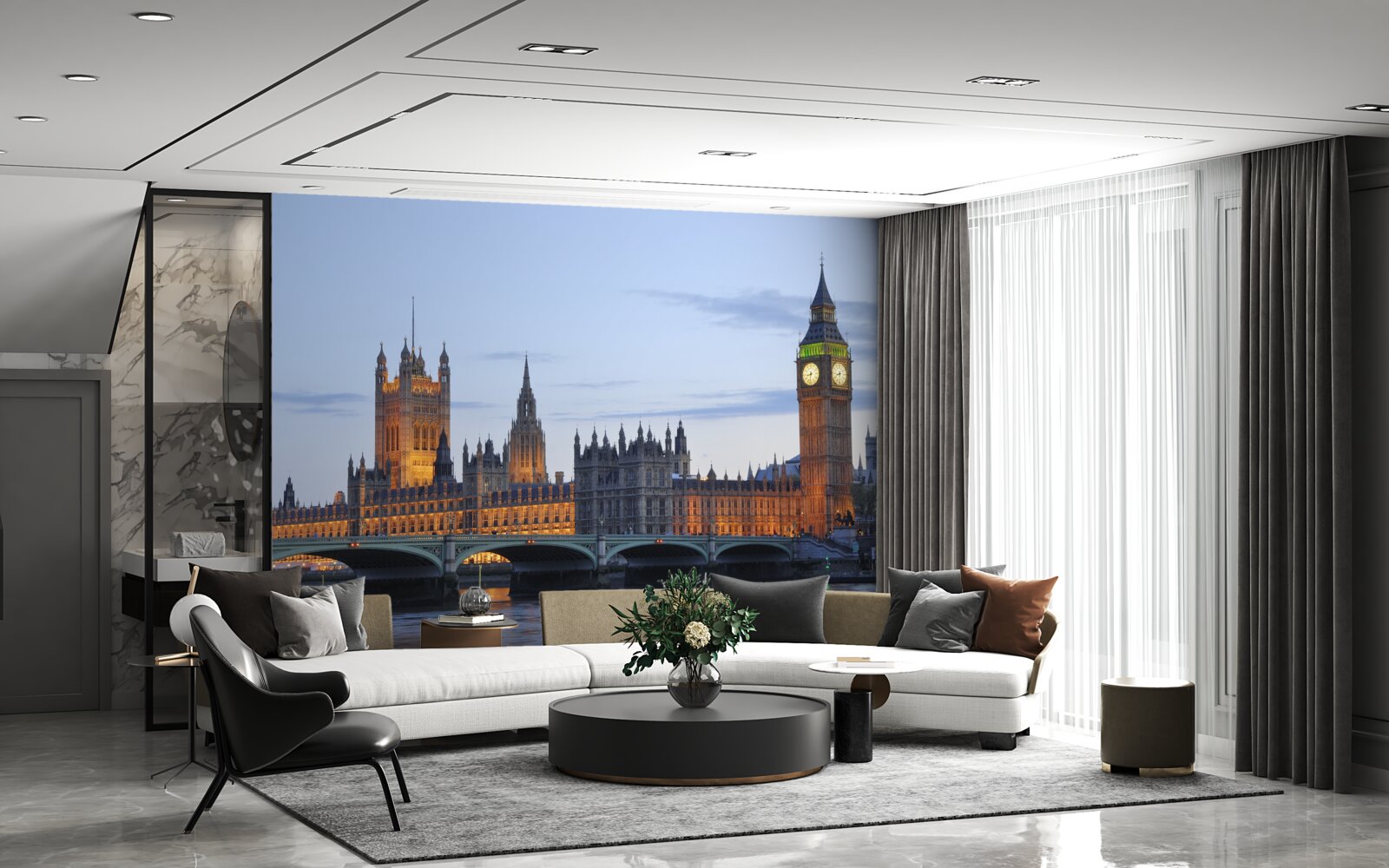 Papier peint big ben et parlement illuminés