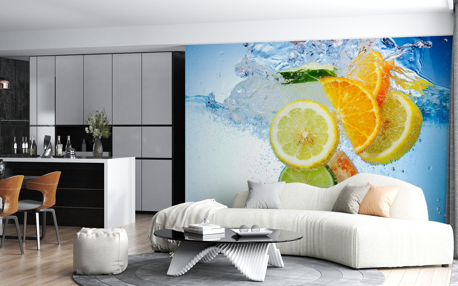 Papier peint agrumes mûrs dans l'eau