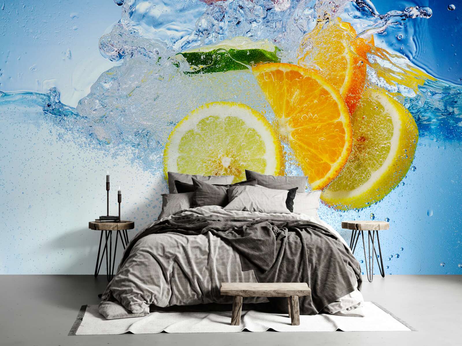 Papier peint agrumes mûrs dans l'eau