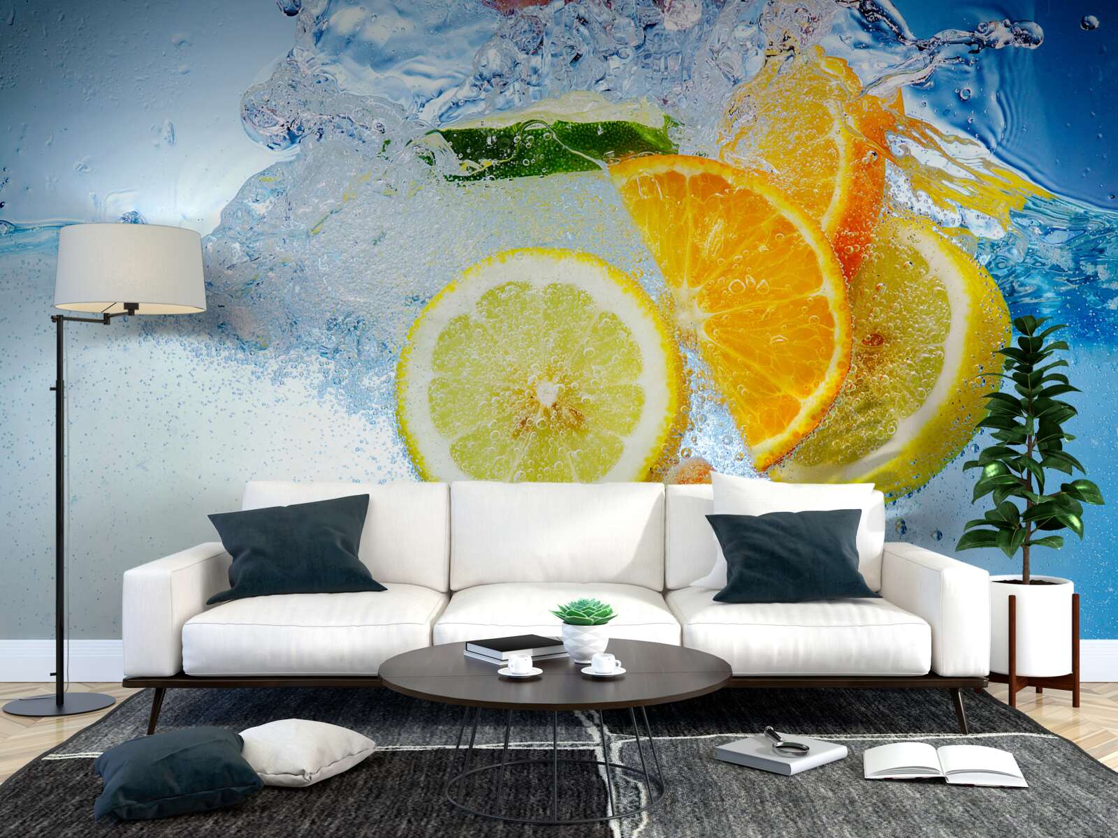 Papier peint agrumes mûrs dans l'eau