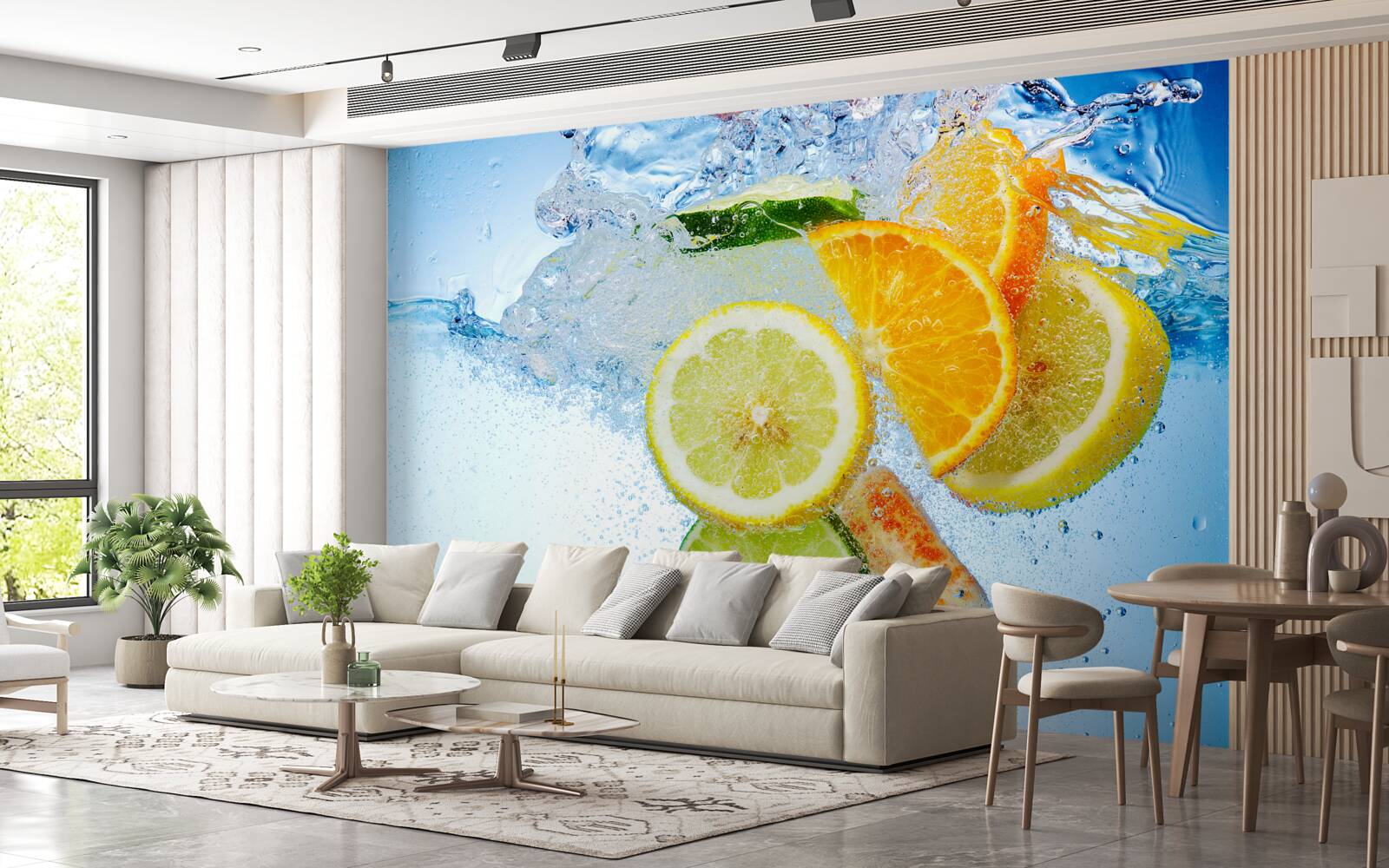 Papier peint agrumes mûrs dans l'eau