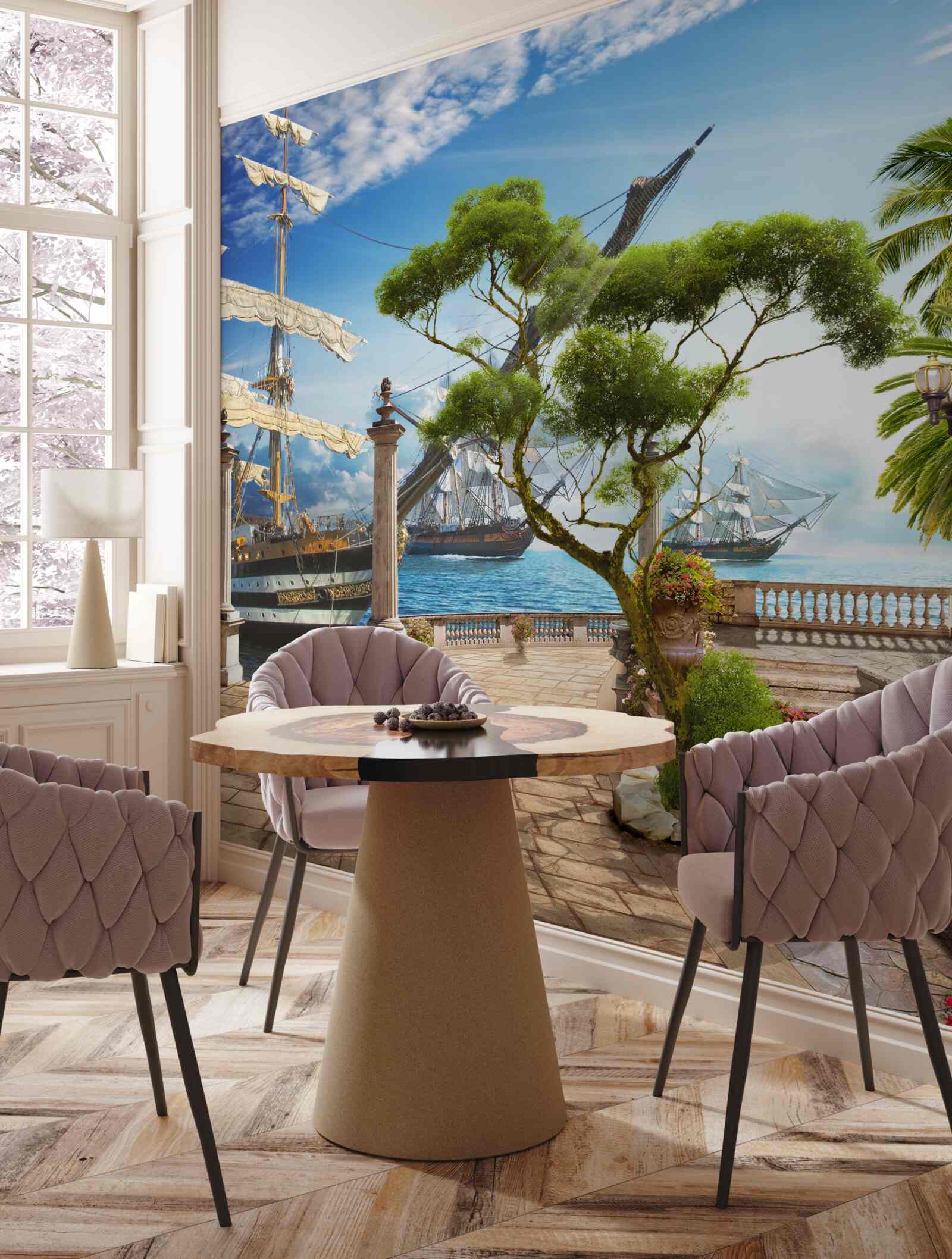 Papier peint chemin vers la rivière et la promenade