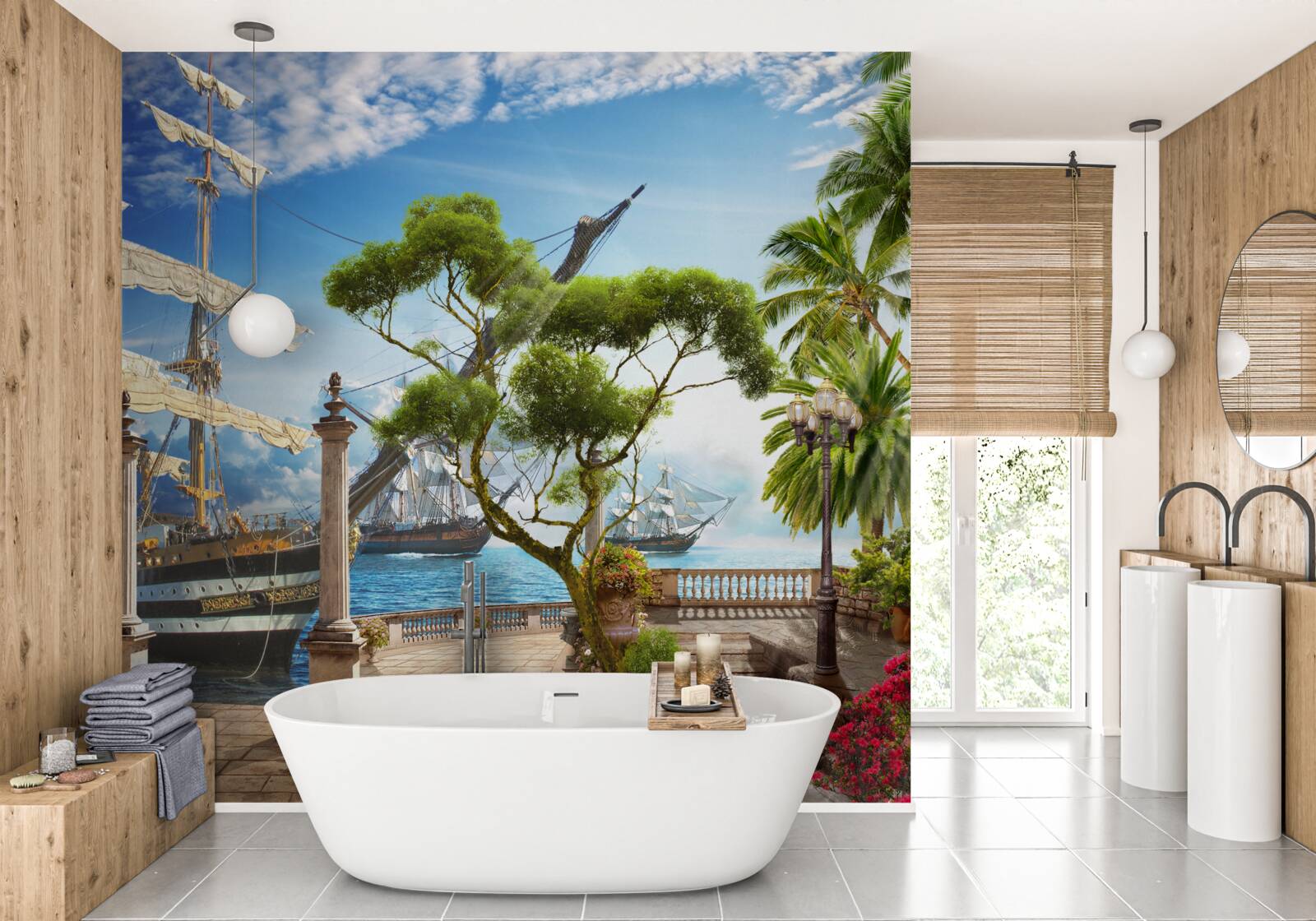 Papier peint chemin vers la rivière et la promenade