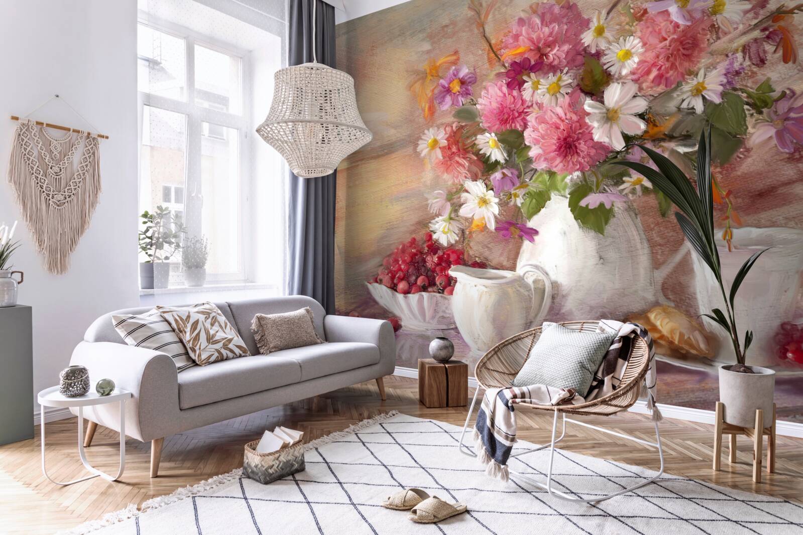 Papier peint nature morte au thé