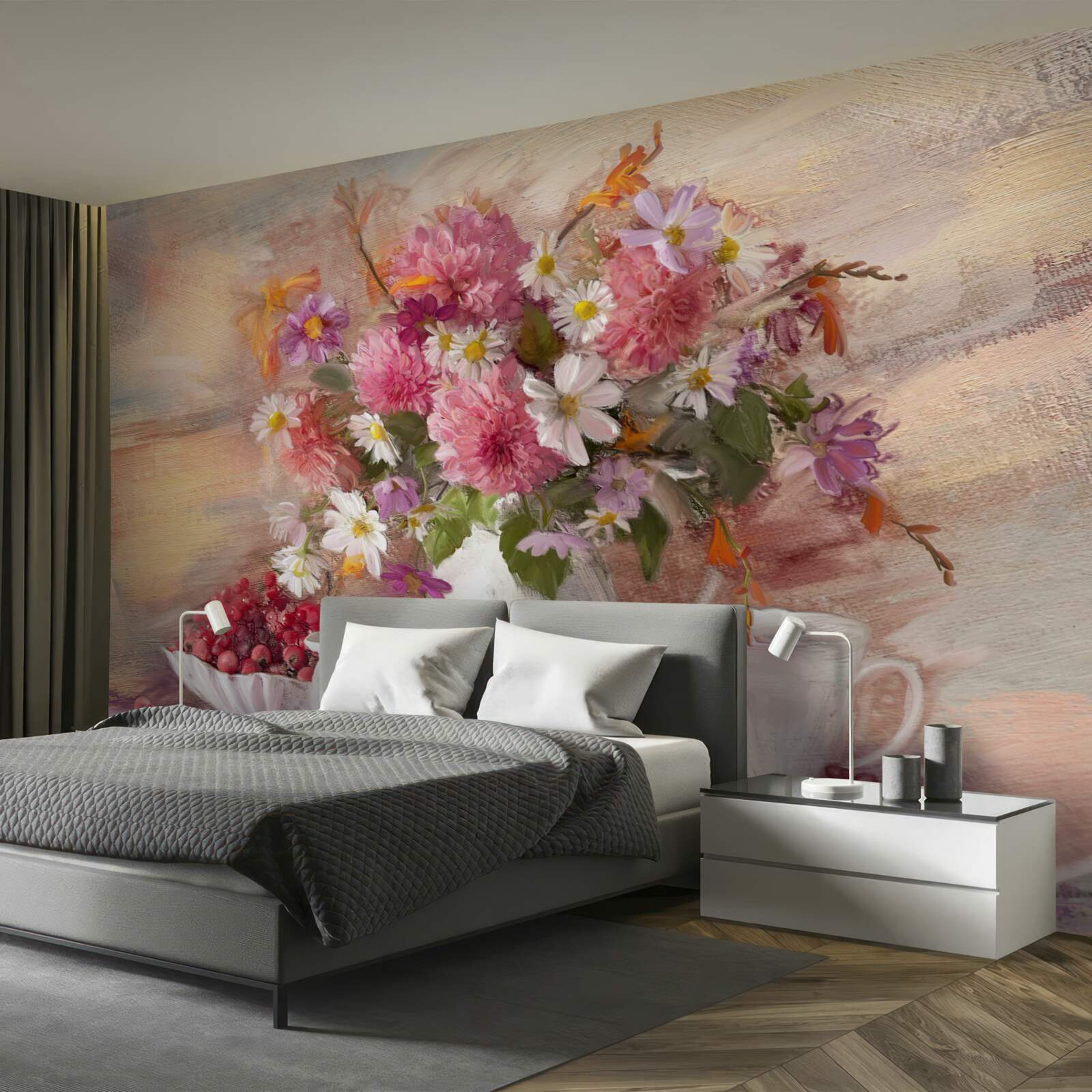 Papier peint nature morte au thé