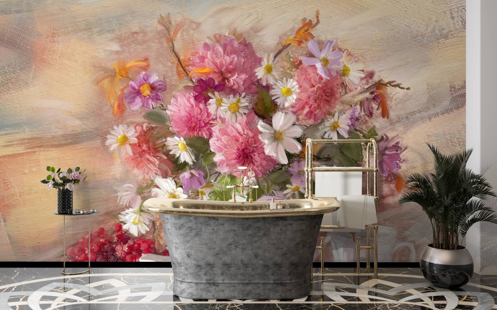 Papier peint nature morte au thé