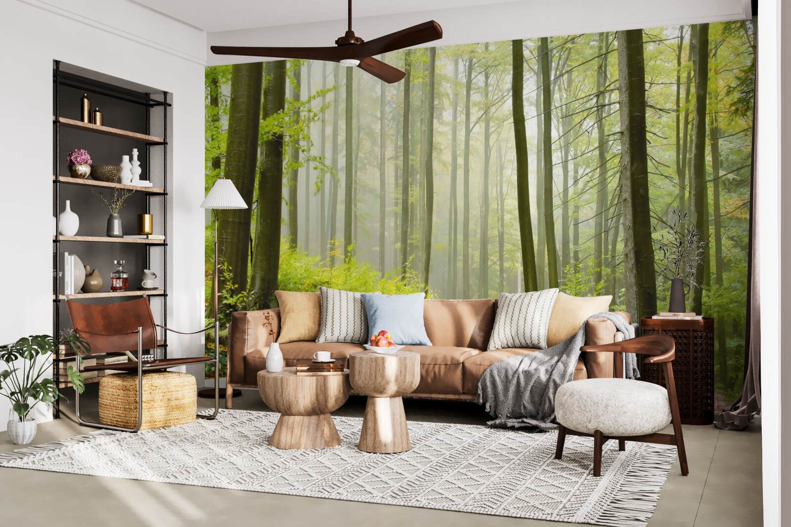 Papier peint un peu de brume dans une forêt gracieuse