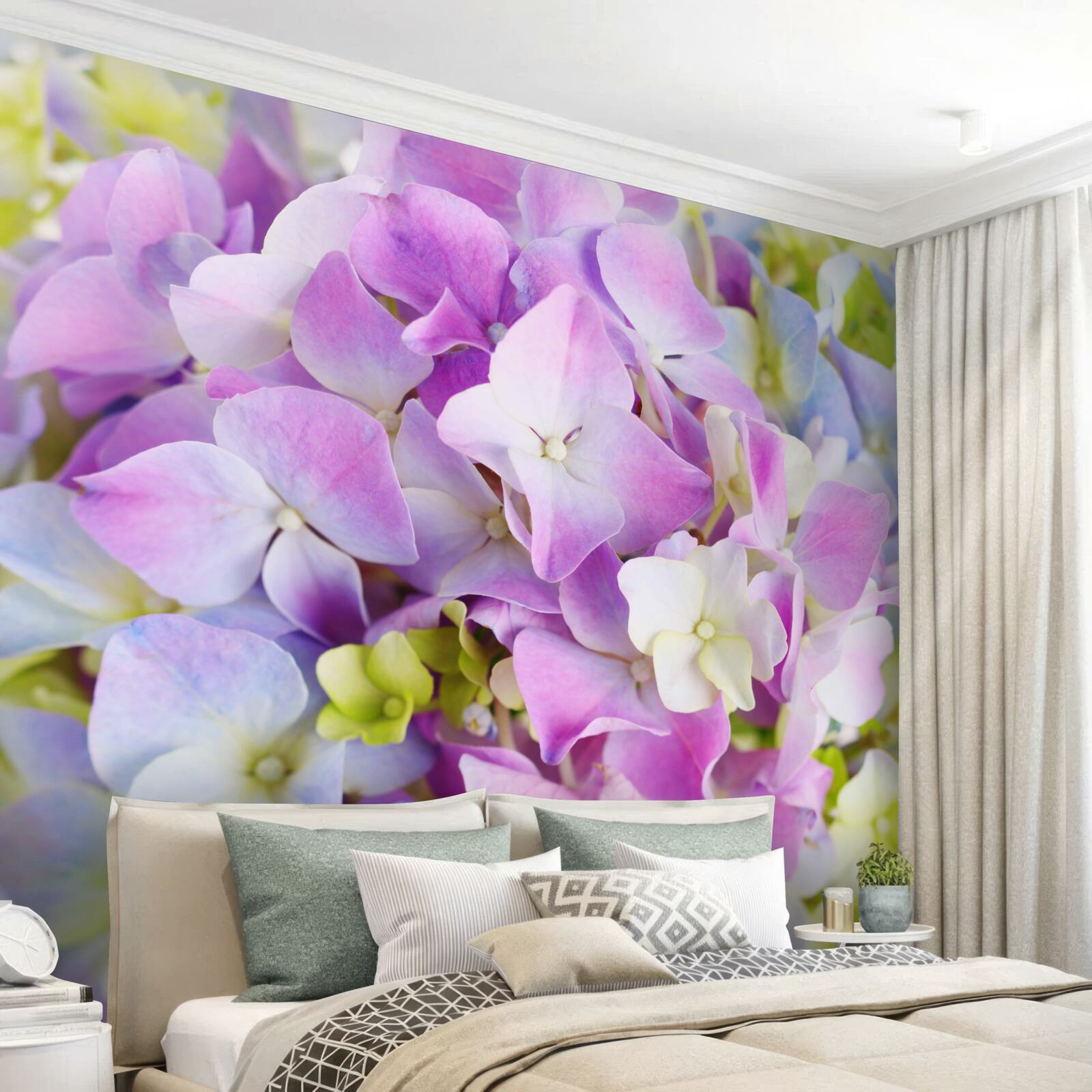 Papier peint bouquet de riches hortensias