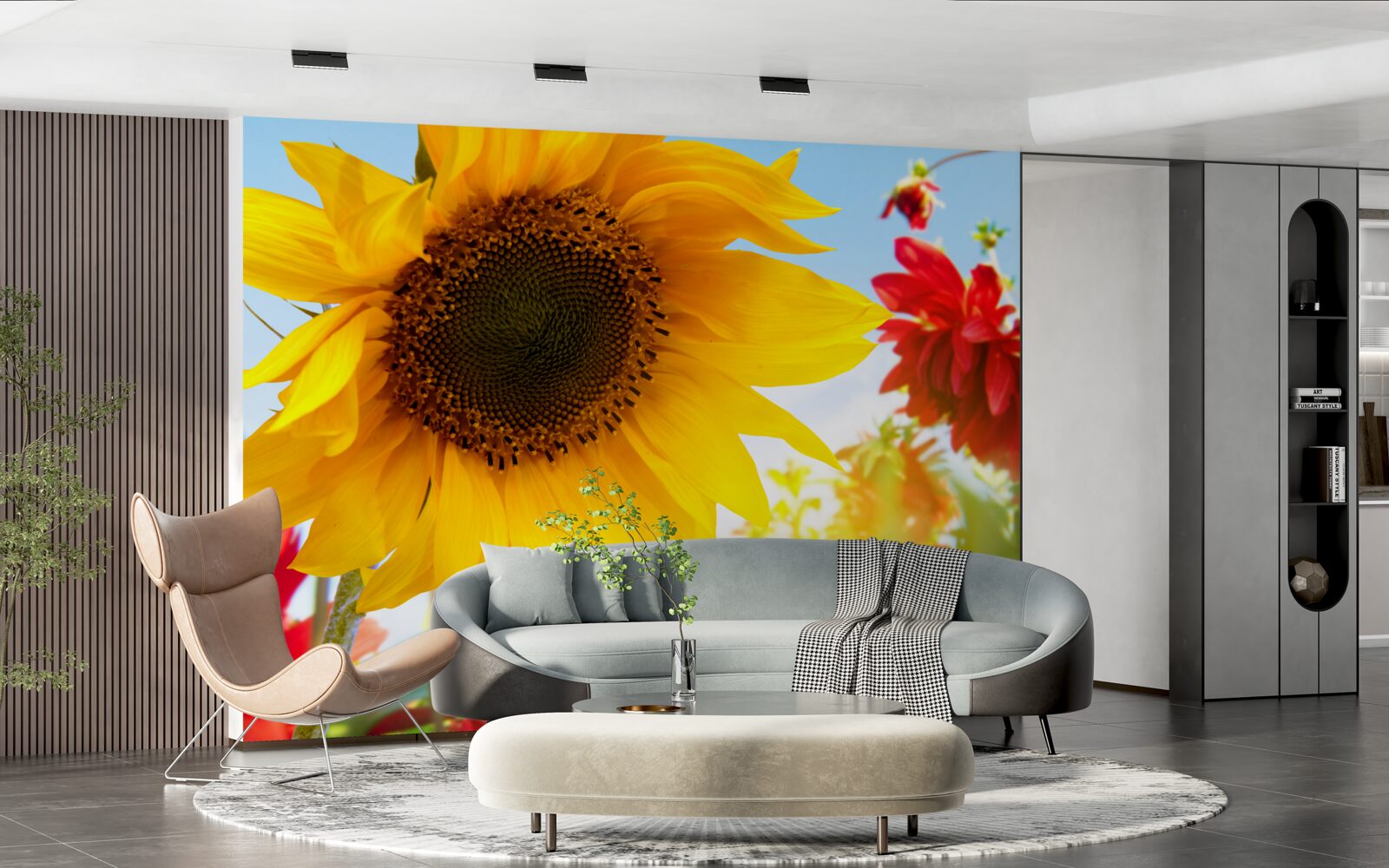 Papier peint un tournesol ensoleillé par une journée ensoleillée