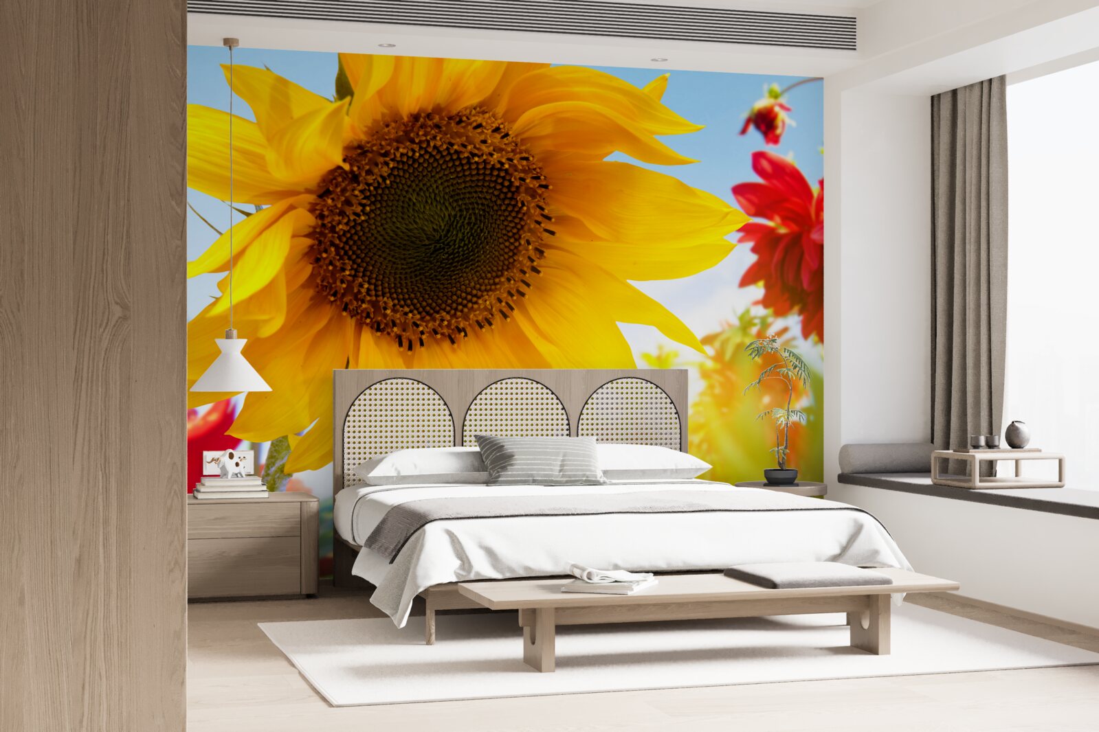 Papier peint un tournesol ensoleillé par une journée ensoleillée