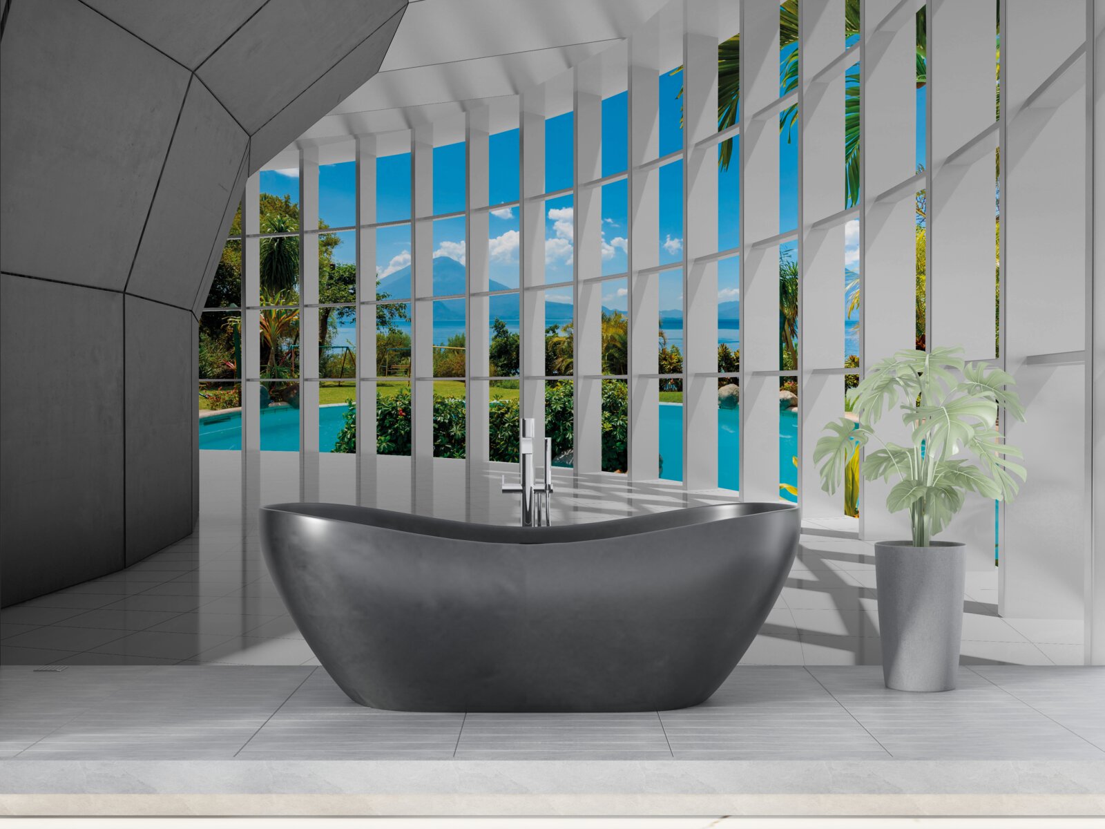 Papier peint style moderne dans le couloir, ce qui crée un effet de perspective