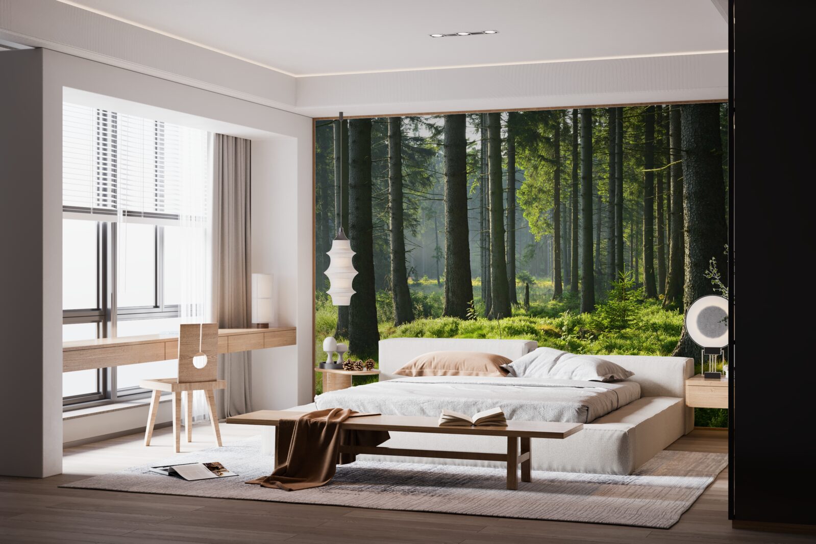 Papier peint de grands arbres anciens et de la mousse verte