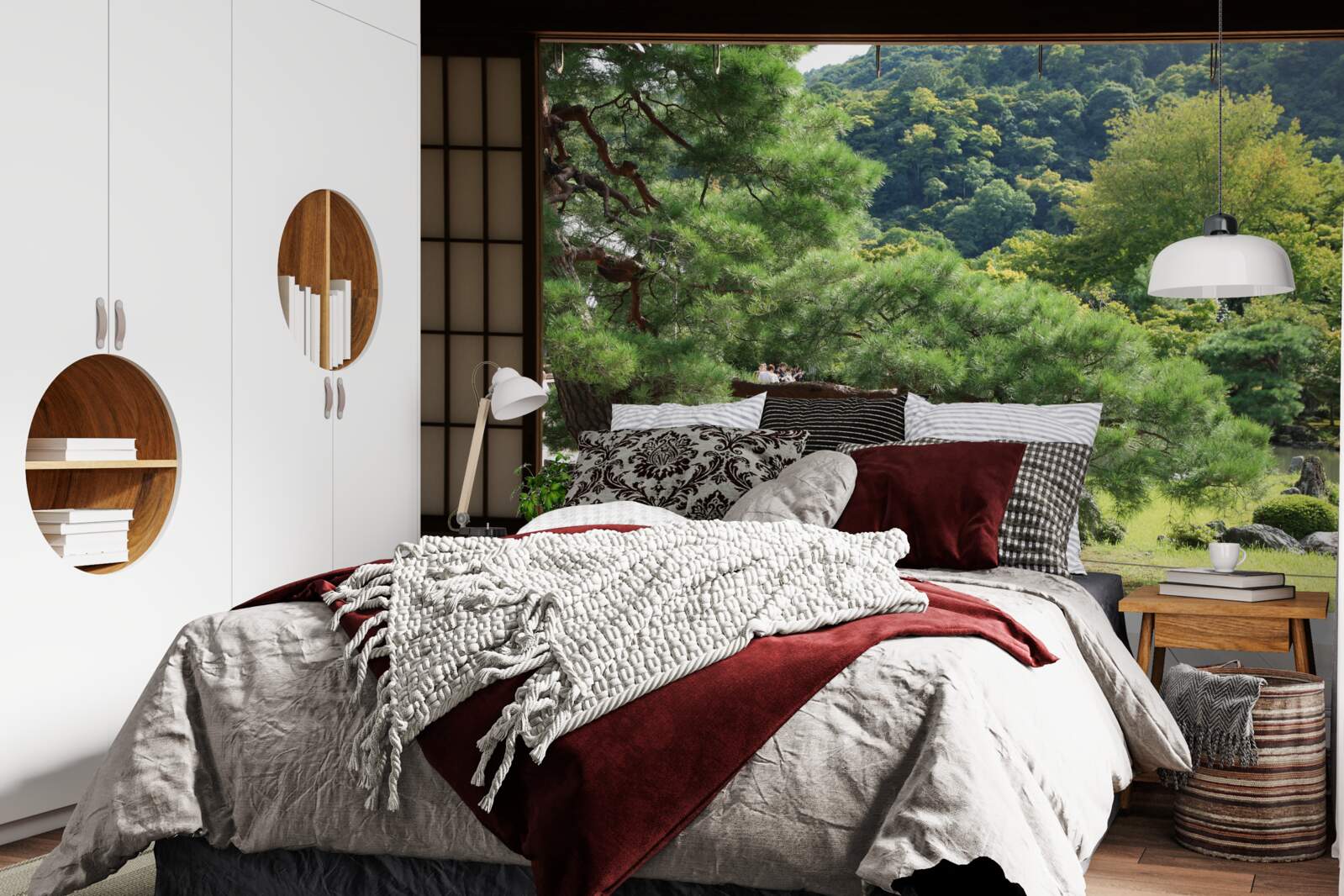 Papier peint Jardin de style japonais avec terrasse privée