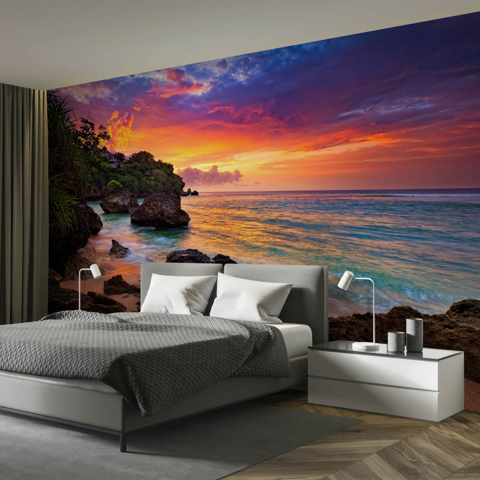 Papier peint Les couleurs d'un coucher de soleil sur une côte tropicale