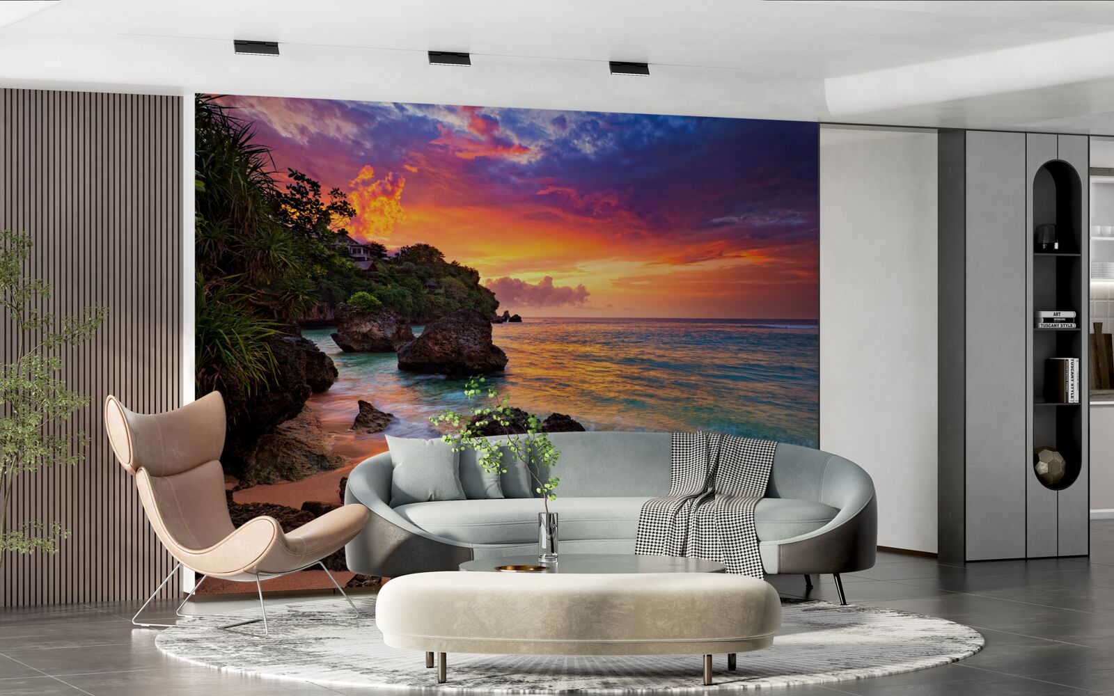 Papier peint Les couleurs d'un coucher de soleil sur une côte tropicale