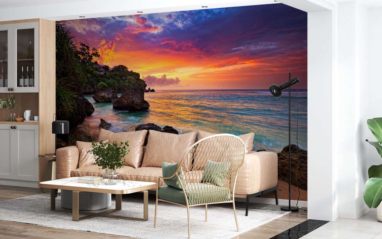 Papier peint Les couleurs d'un coucher de soleil sur une côte tropicale