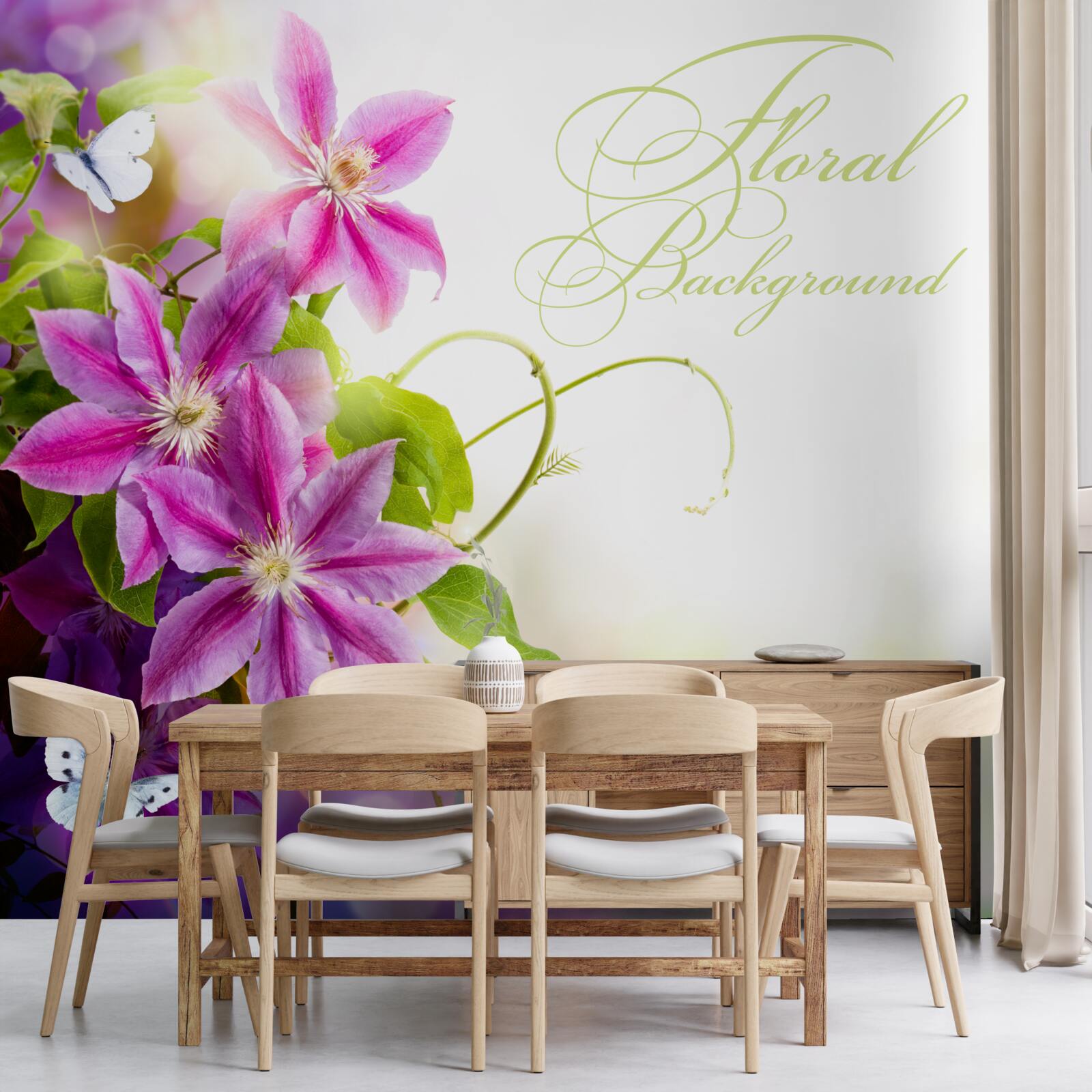 Papier peint de belles fleurs de lavande et des papillons légers