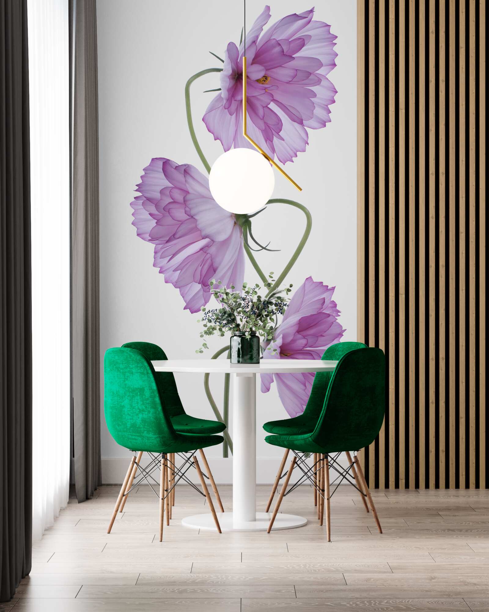 Papier peint bourgeons de lilas enroulés