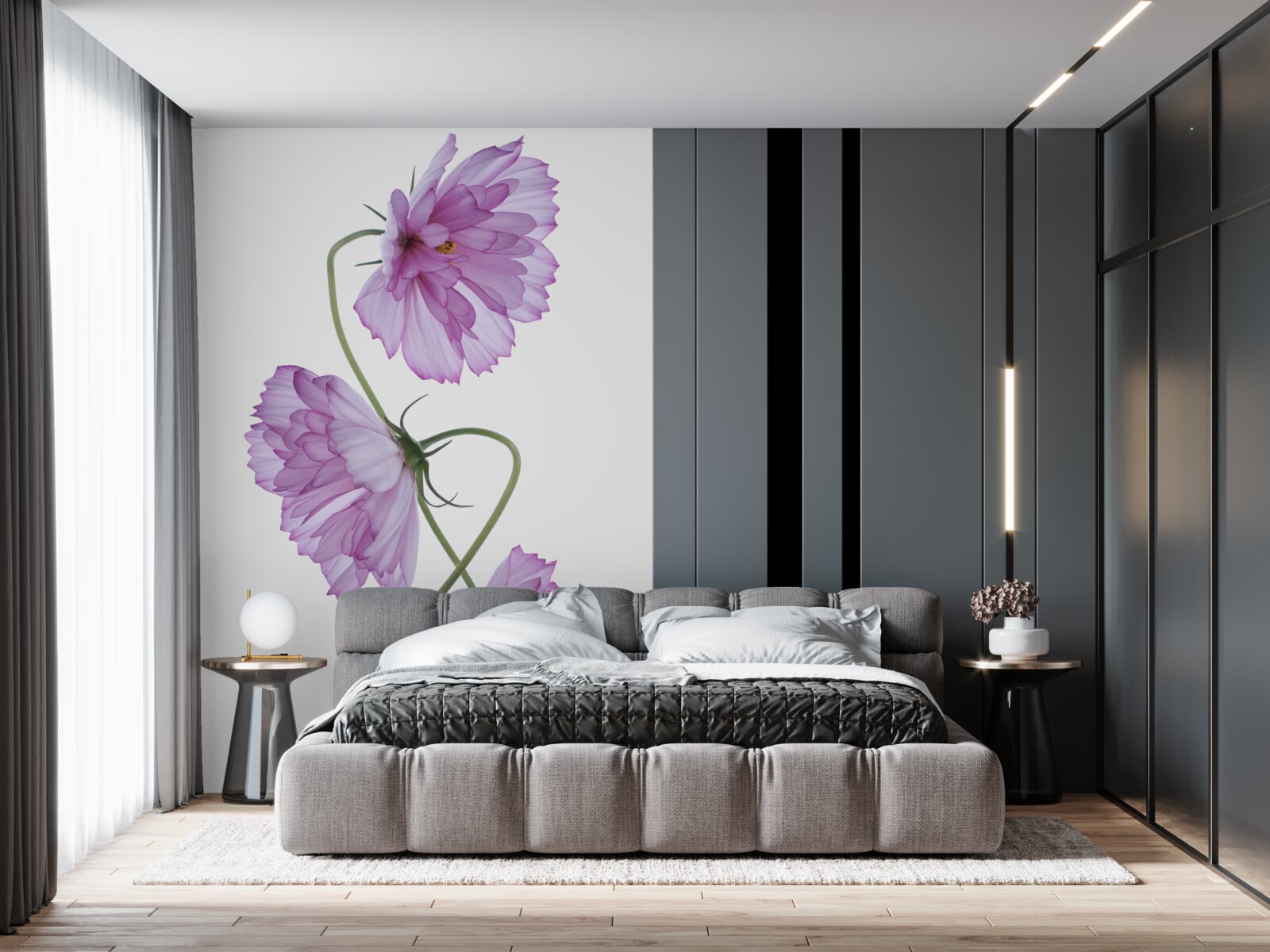 Papier peint bourgeons de lilas enroulés