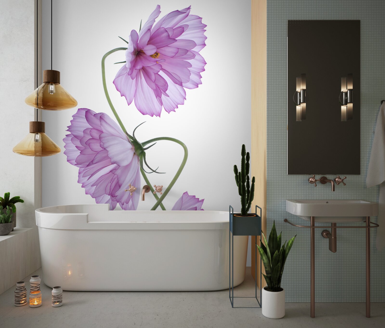 Papier peint bourgeons de lilas enroulés