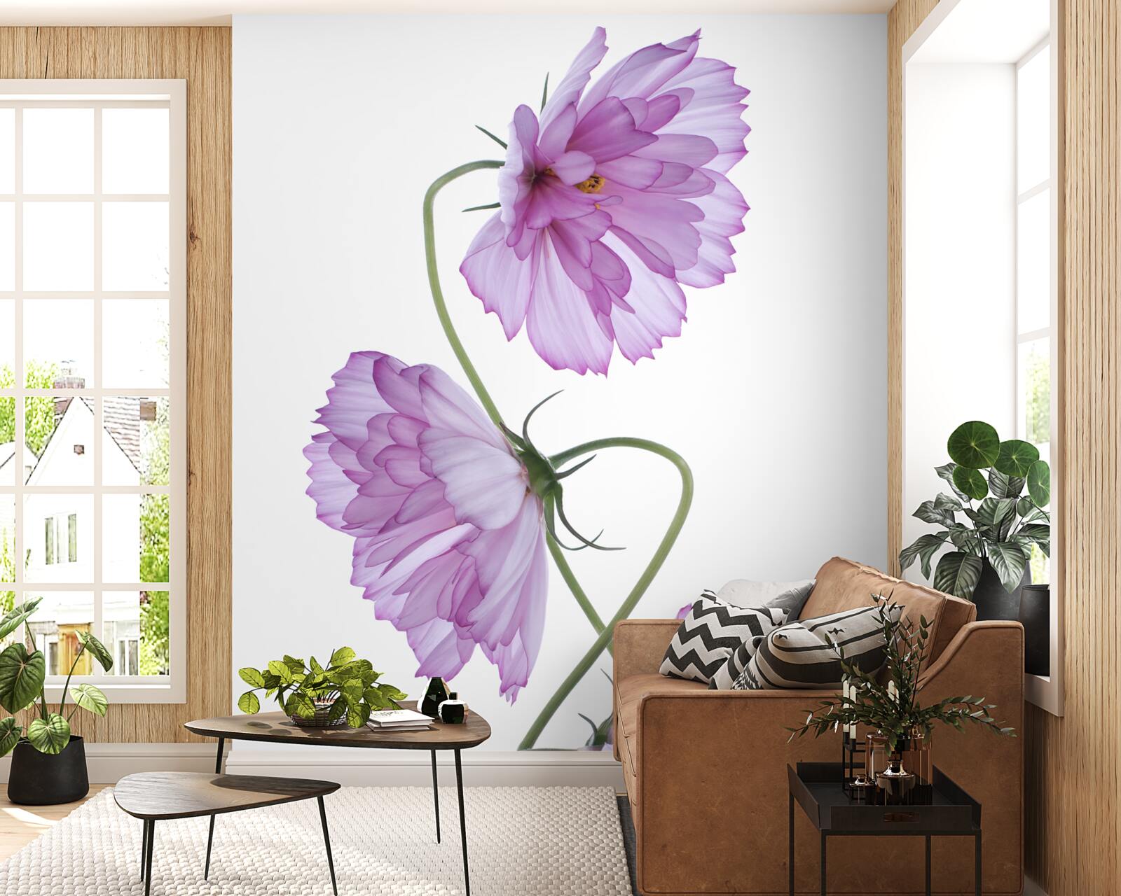 Papier peint bourgeons de lilas enroulés