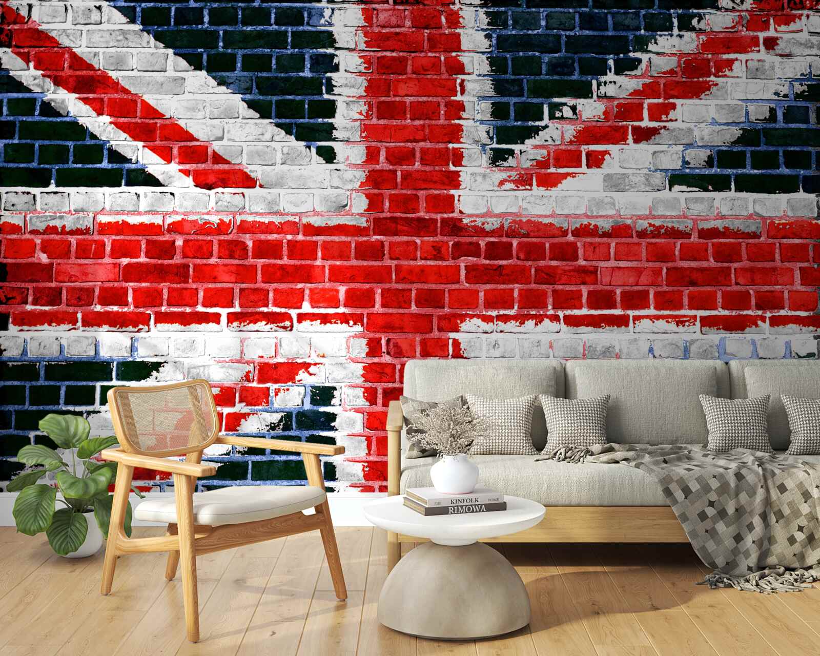 Papier peint drapeau anglais sur un mur de briques